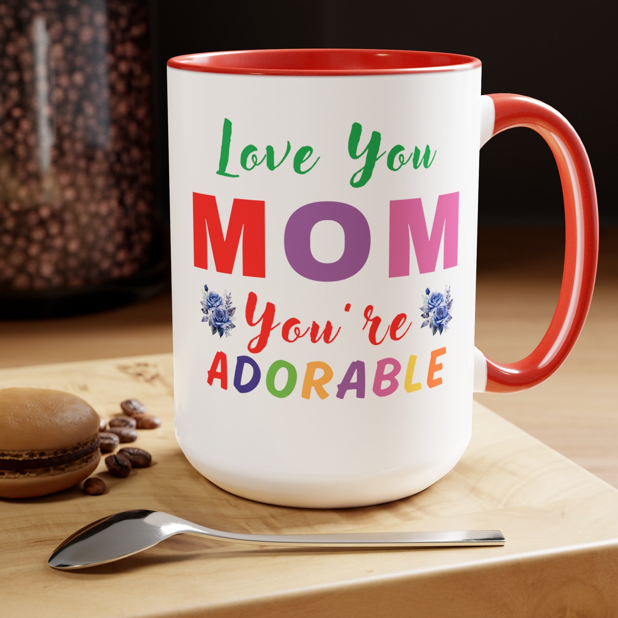 Love You Mom Mother's Day Gift for Mom Two-Tone Coffee Mugs, 15oz, Gift from Husband, Gift from Dad, Gift from Boyfriend