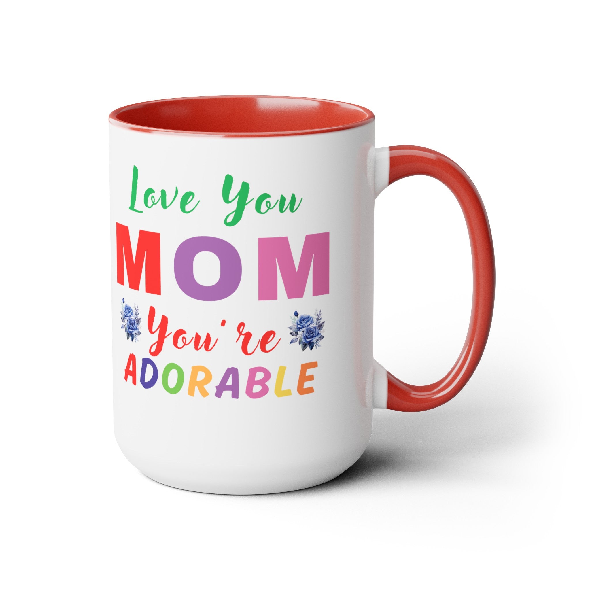 Love You Mom Mother's Day Gift for Mom Two-Tone Coffee Mugs, 15oz, Gift from Husband, Gift from Dad, Gift from Boyfriend