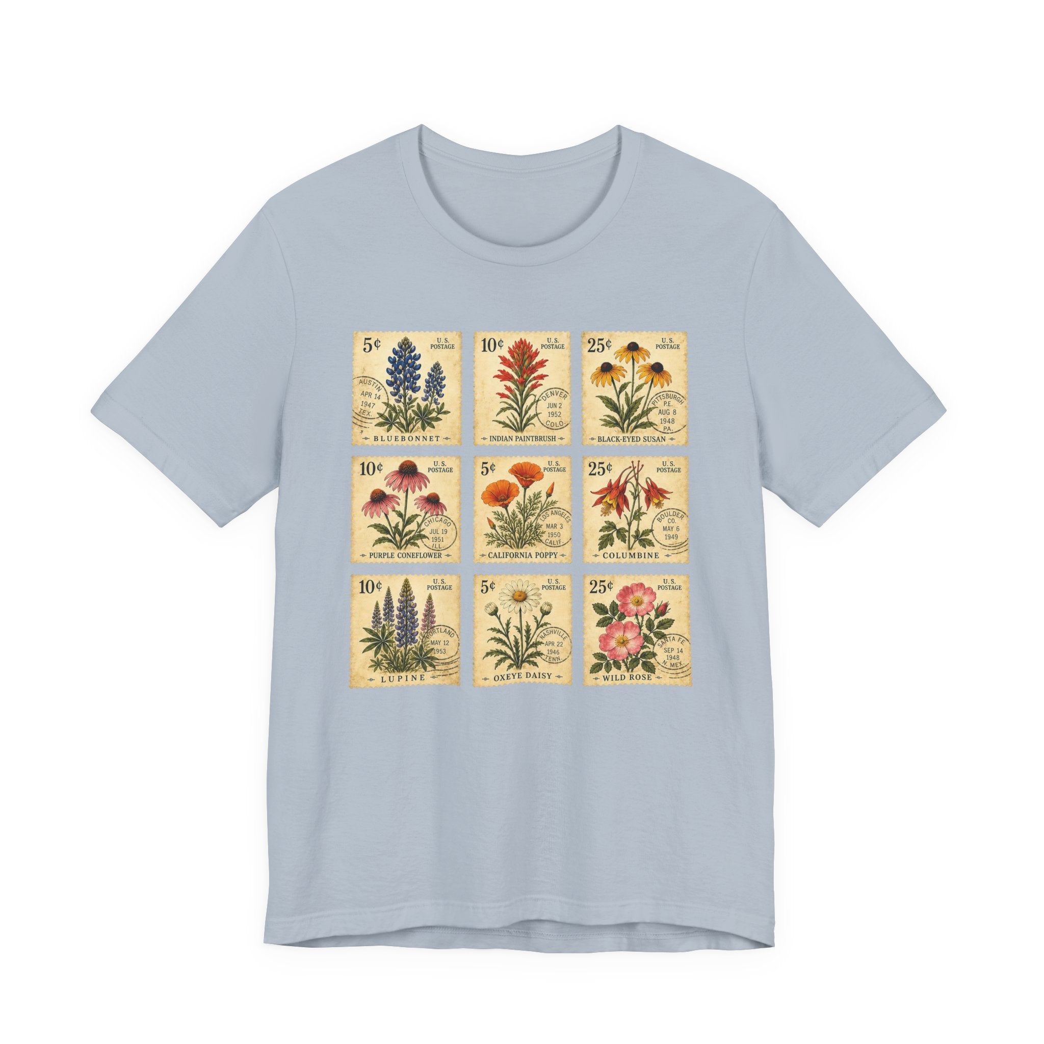 WildFlower T-Shirt, Vintage wildflower Stamp collection, Vintage Flower Shirt