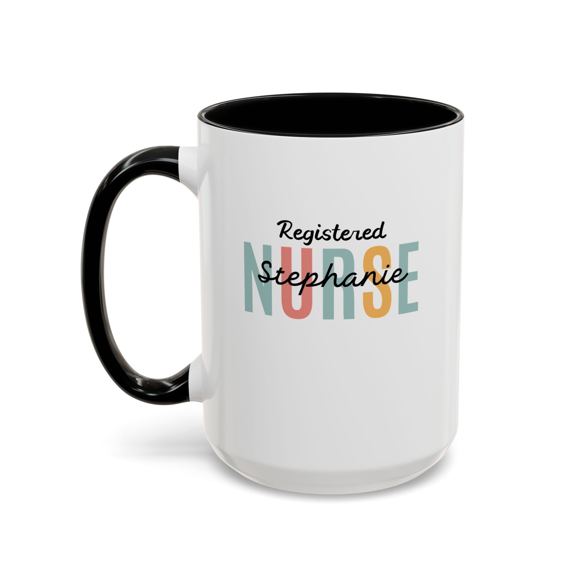 Personalized Nurse Coffee Mug, Custom Gift for Nurse, Accent Mug for Healthcare Workers, Unique Nurse Appreciation Gift, Black Handle Accent