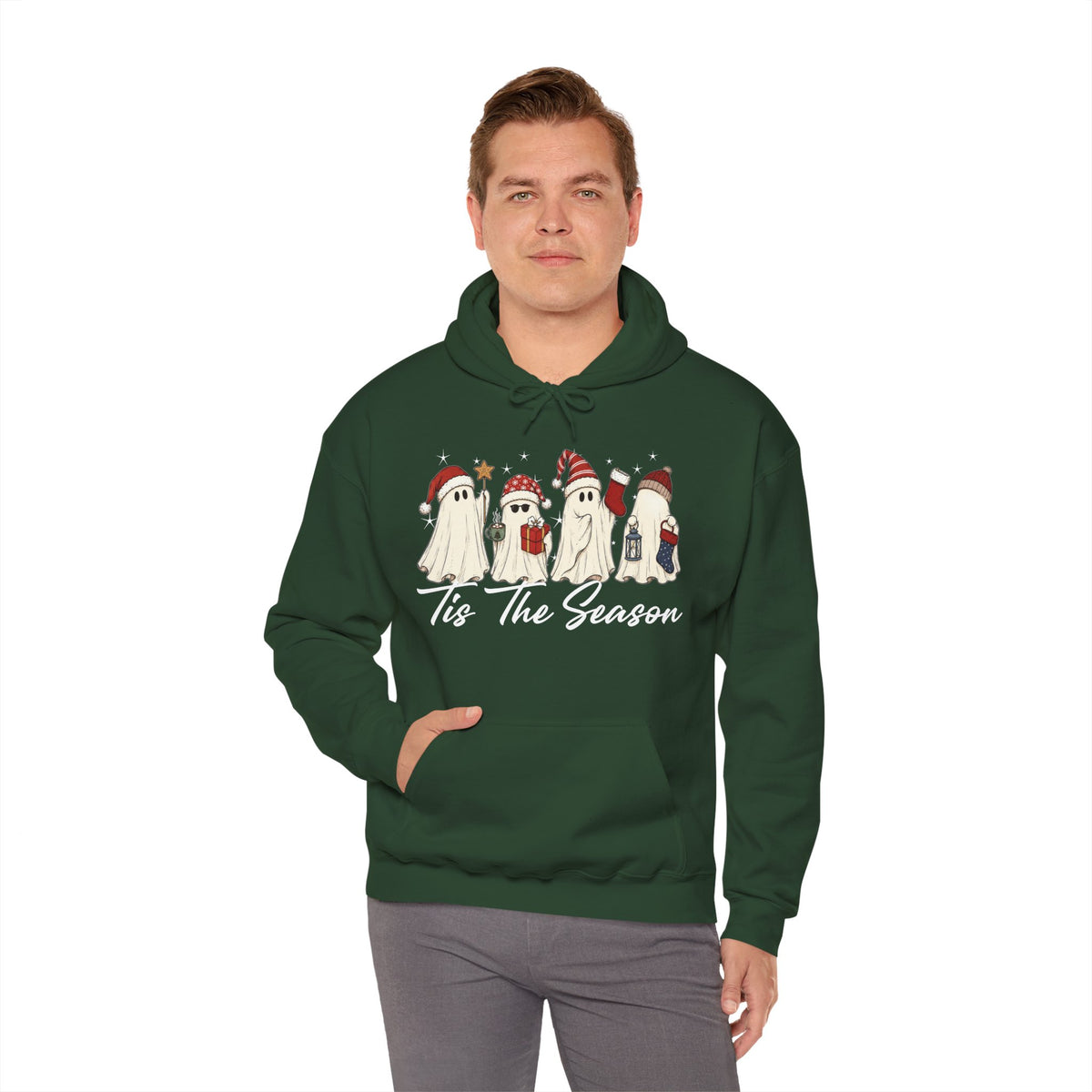 Tis The Season Halloween Hoodie, Retro Ghost Sweatshirt, Cute Christmas Ghost Sweater