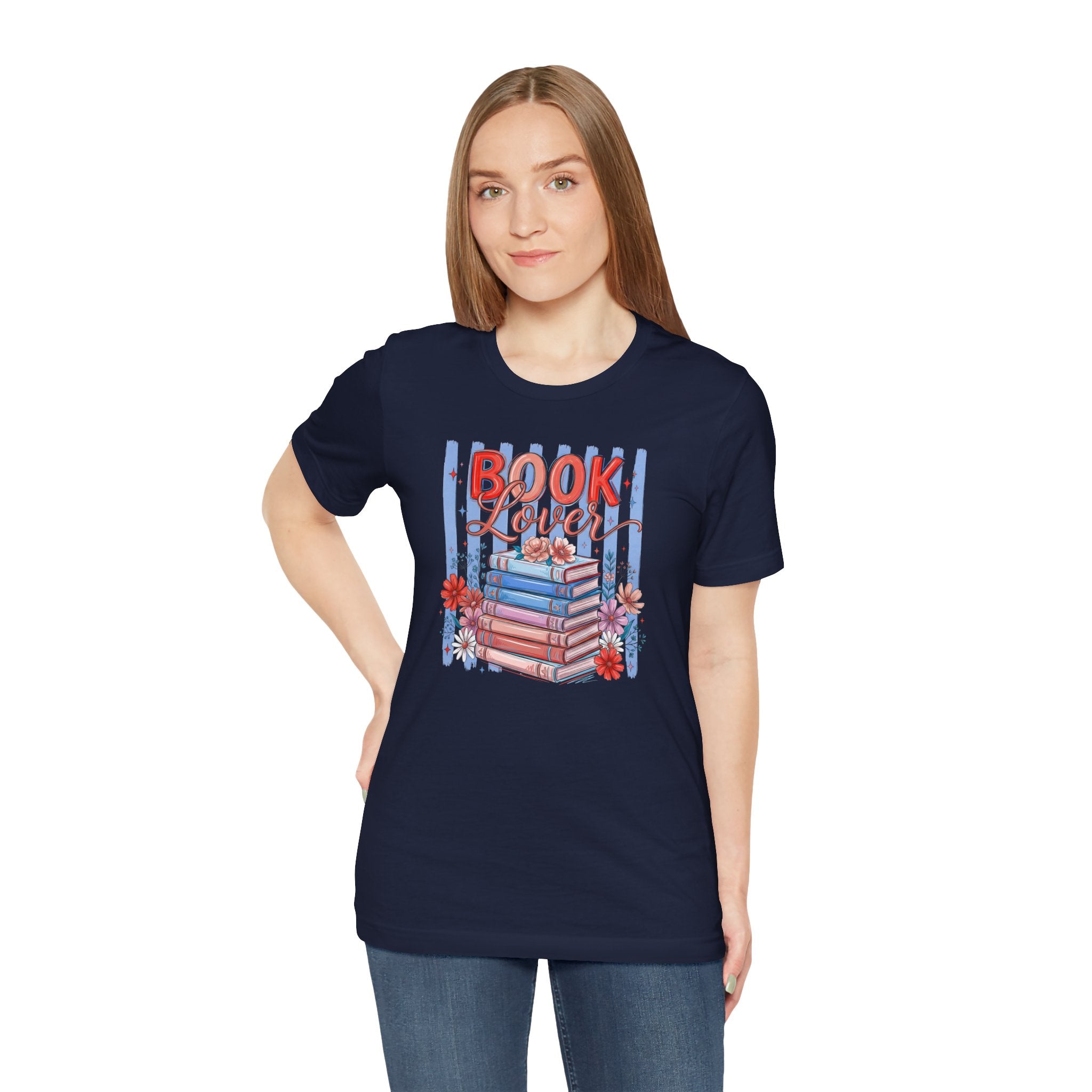 Book Lover Shirt, Bella Canvas 3001 Striped Bookish Tee, Gift for Book Lover