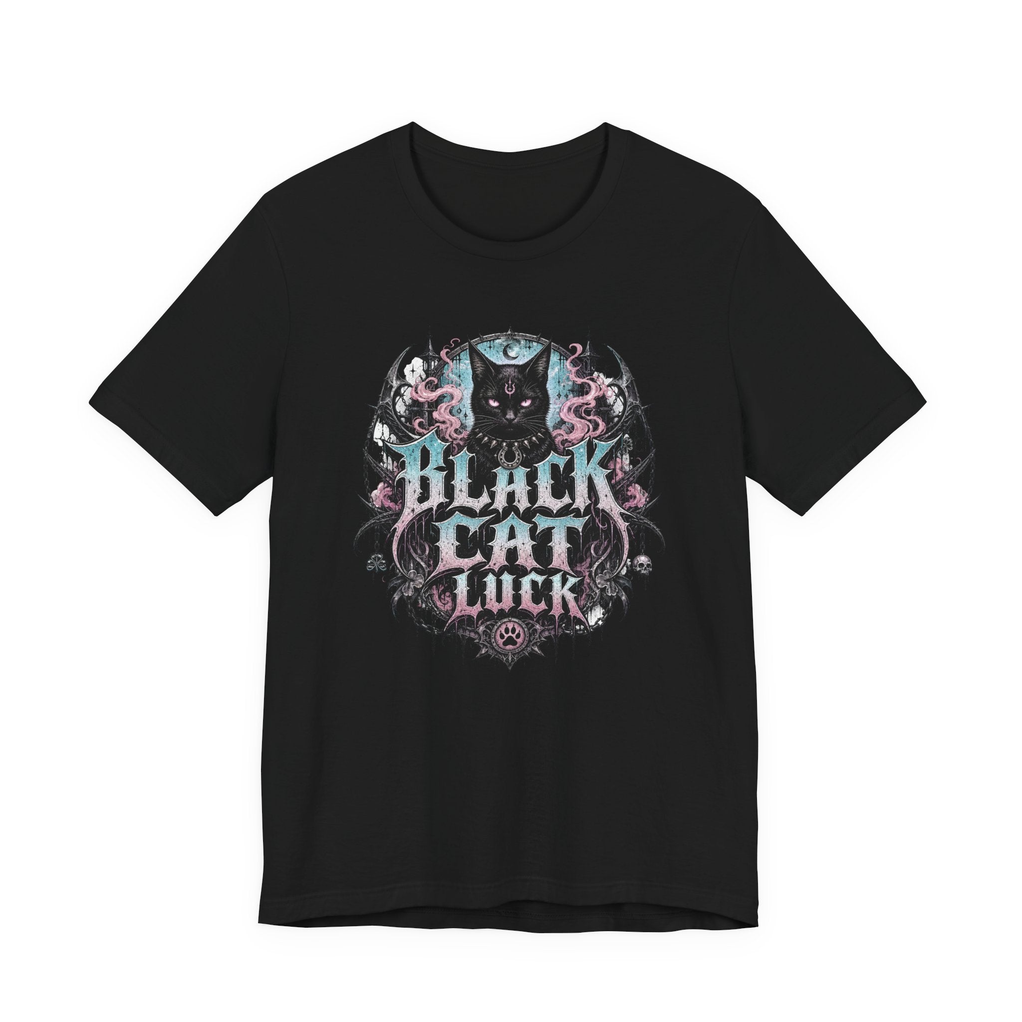 Black Cat Gothic Shirt, Gildan 3001 Witchy tee, Black Cat t-shirt