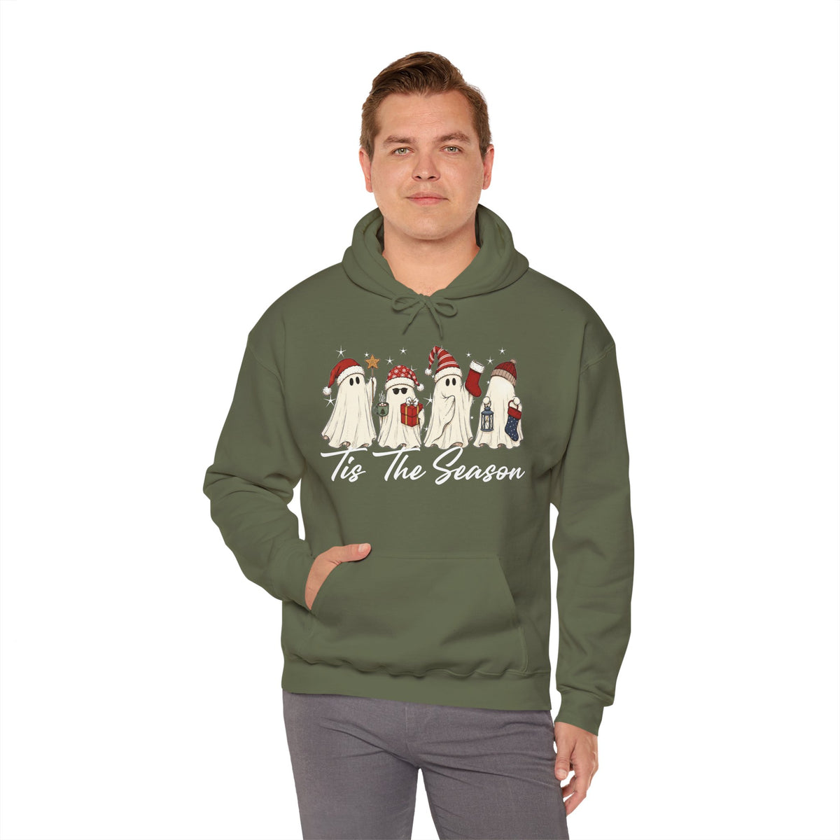 Tis The Season Halloween Hoodie, Retro Ghost Sweatshirt, Cute Christmas Ghost Sweater