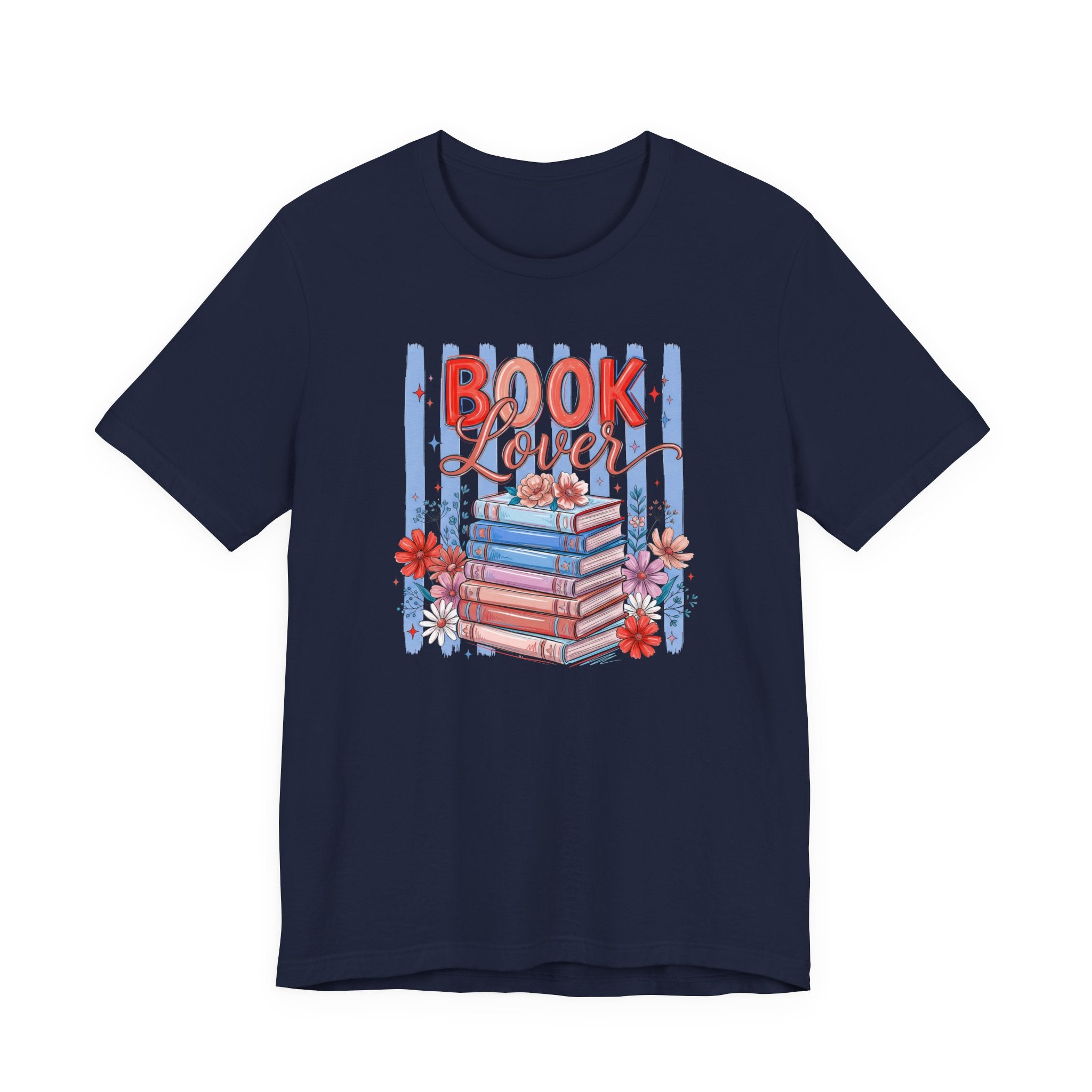 Book Lover Shirt, Bella Canvas 3001 Striped Bookish Tee, Gift for Book Lover