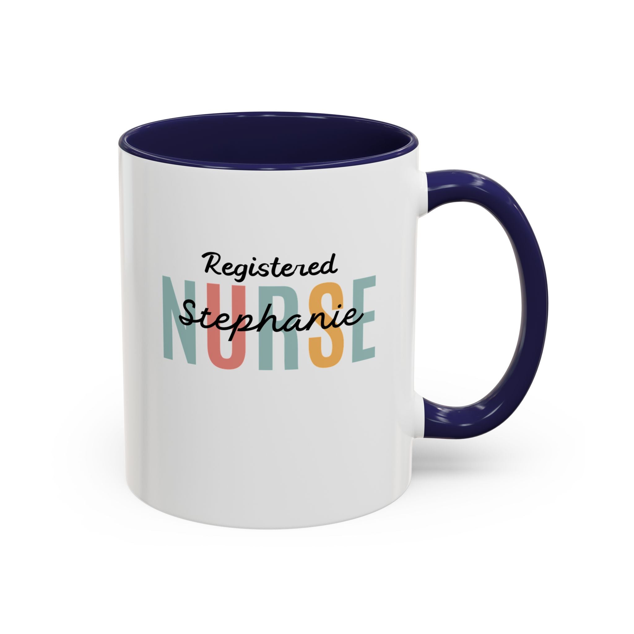Personalized Nurse Coffee Mug, Custom Gift for Nurse, Accent Mug for Healthcare Workers, Unique Nurse Appreciation Gift, Black Handle Accent