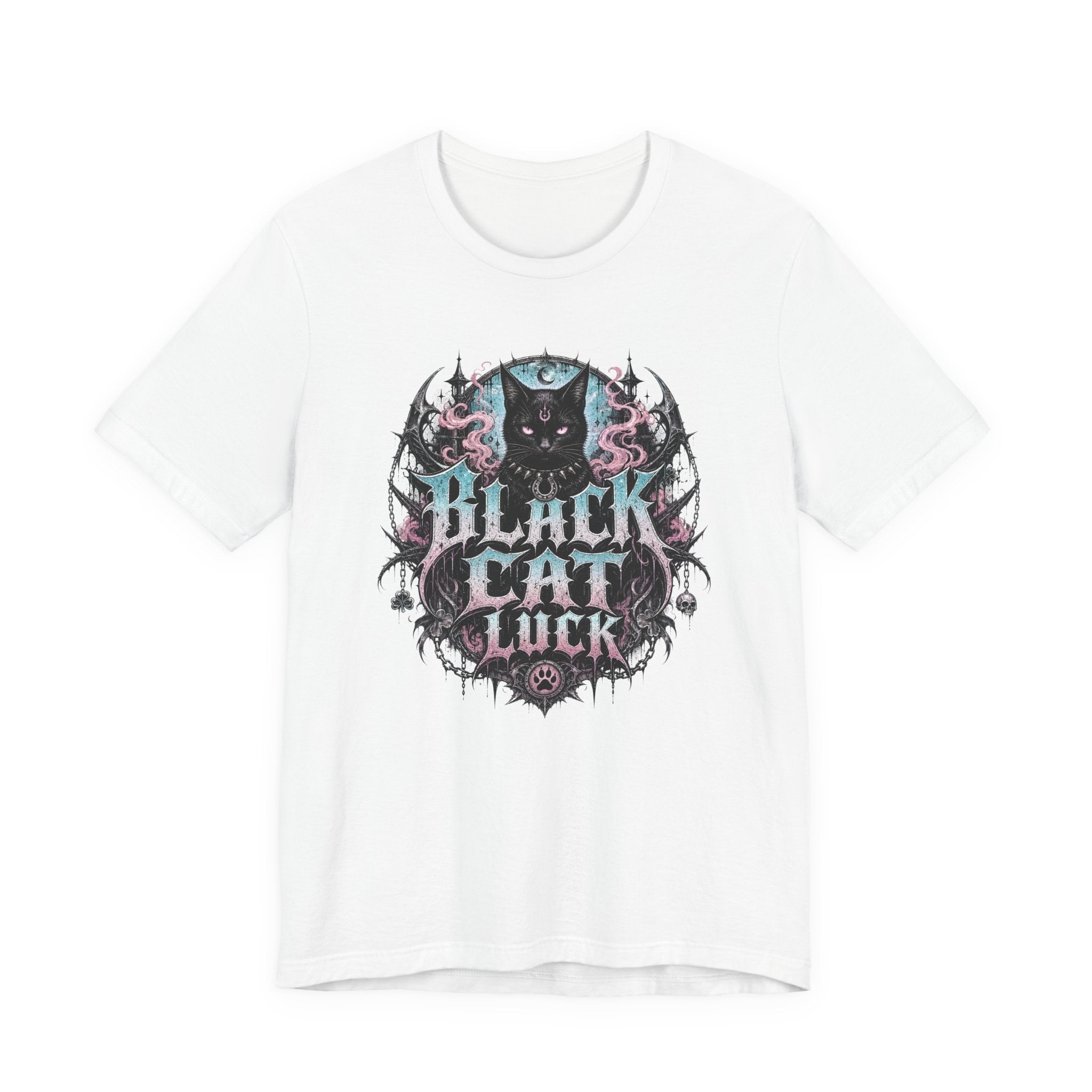 Black Cat Gothic Shirt, Gildan 3001 Witchy tee, Black Cat t-shirt