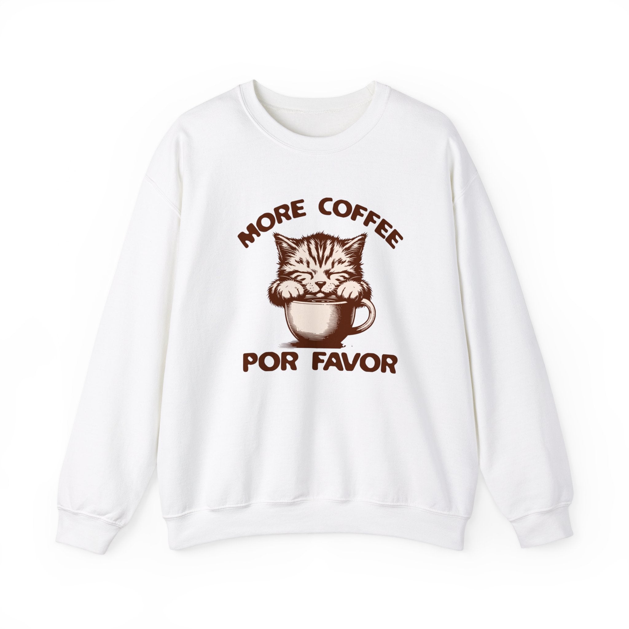More Coffee Por Favor Funny Unisex Heavy Blend™ Crewneck Sweatshirt, Gift for Mom, Gift for Dad, Gift for Teacher, Gift for friend