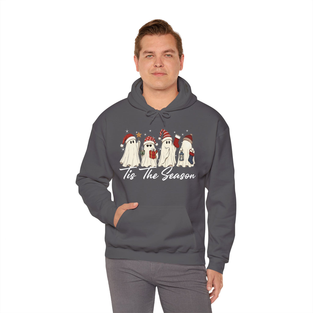 Tis The Season Halloween Hoodie, Retro Ghost Sweatshirt, Cute Christmas Ghost Sweater