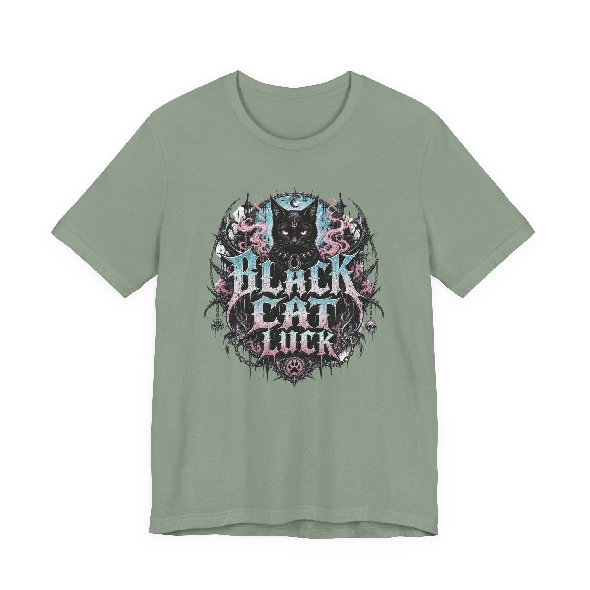 Black Cat Gothic Shirt, Gildan 3001 Witchy tee, Black Cat t-shirt