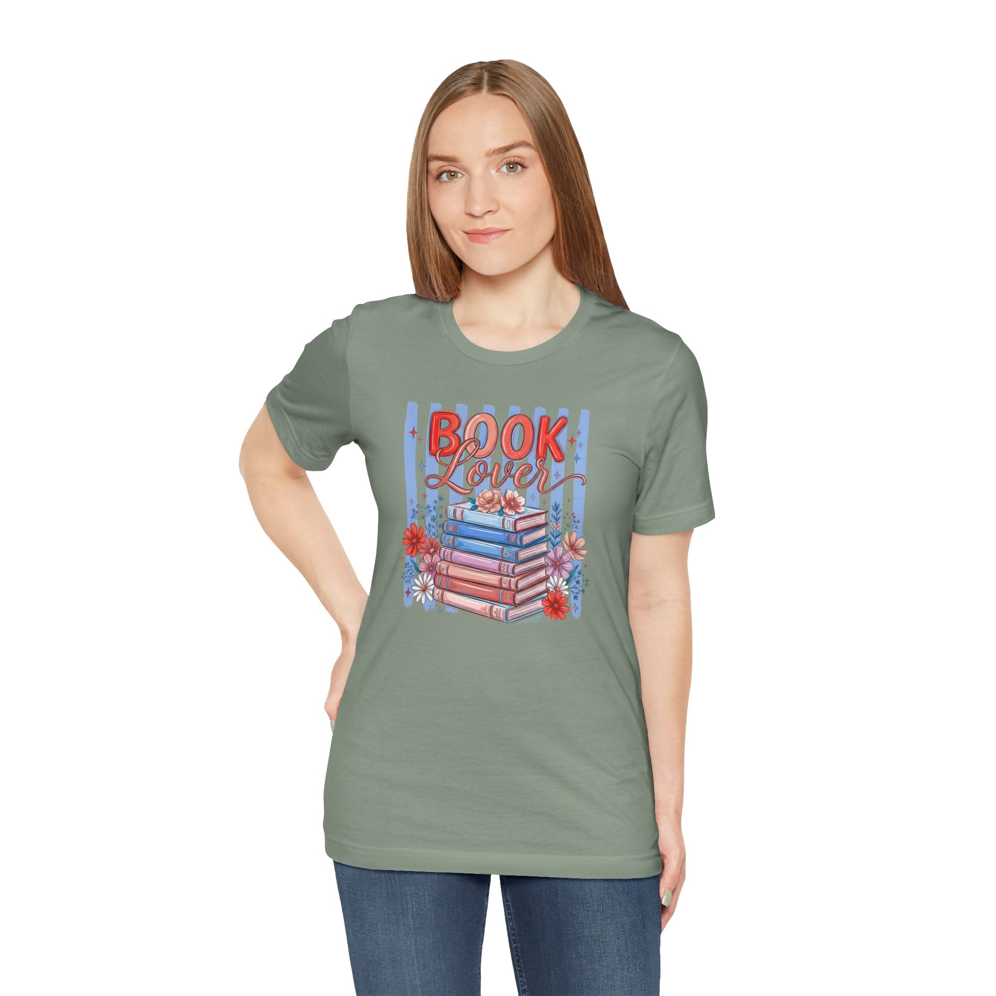Book Lover Shirt, Bella Canvas 3001 Striped Bookish Tee, Gift for Book Lover