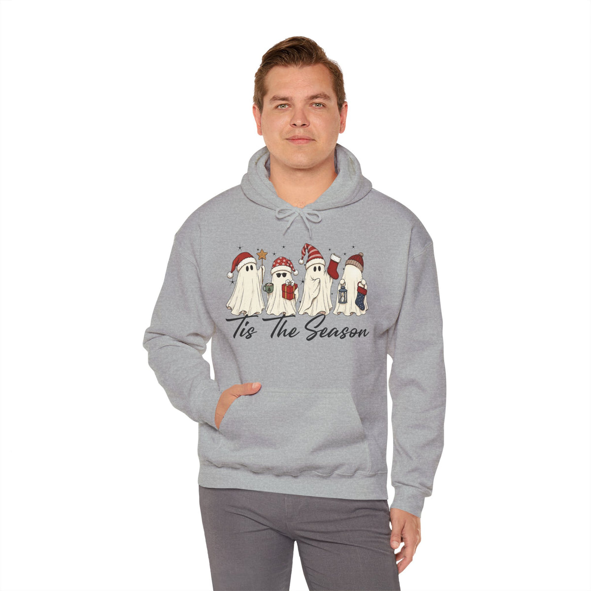 Tis The Season Halloween Hoodie, Retro Ghost Sweatshirt, Cute Christmas Ghost Sweater