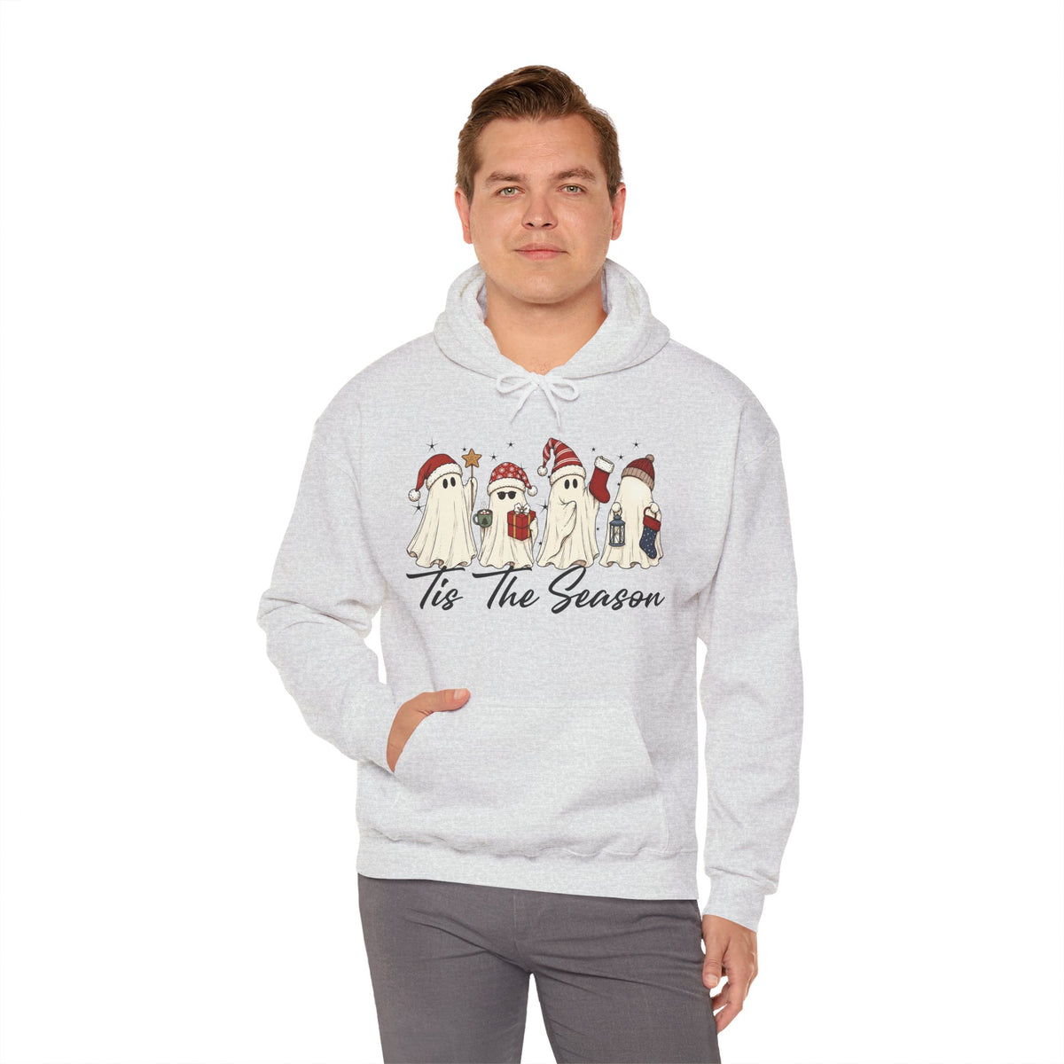 Tis The Season Halloween Hoodie, Retro Ghost Sweatshirt, Cute Christmas Ghost Sweater