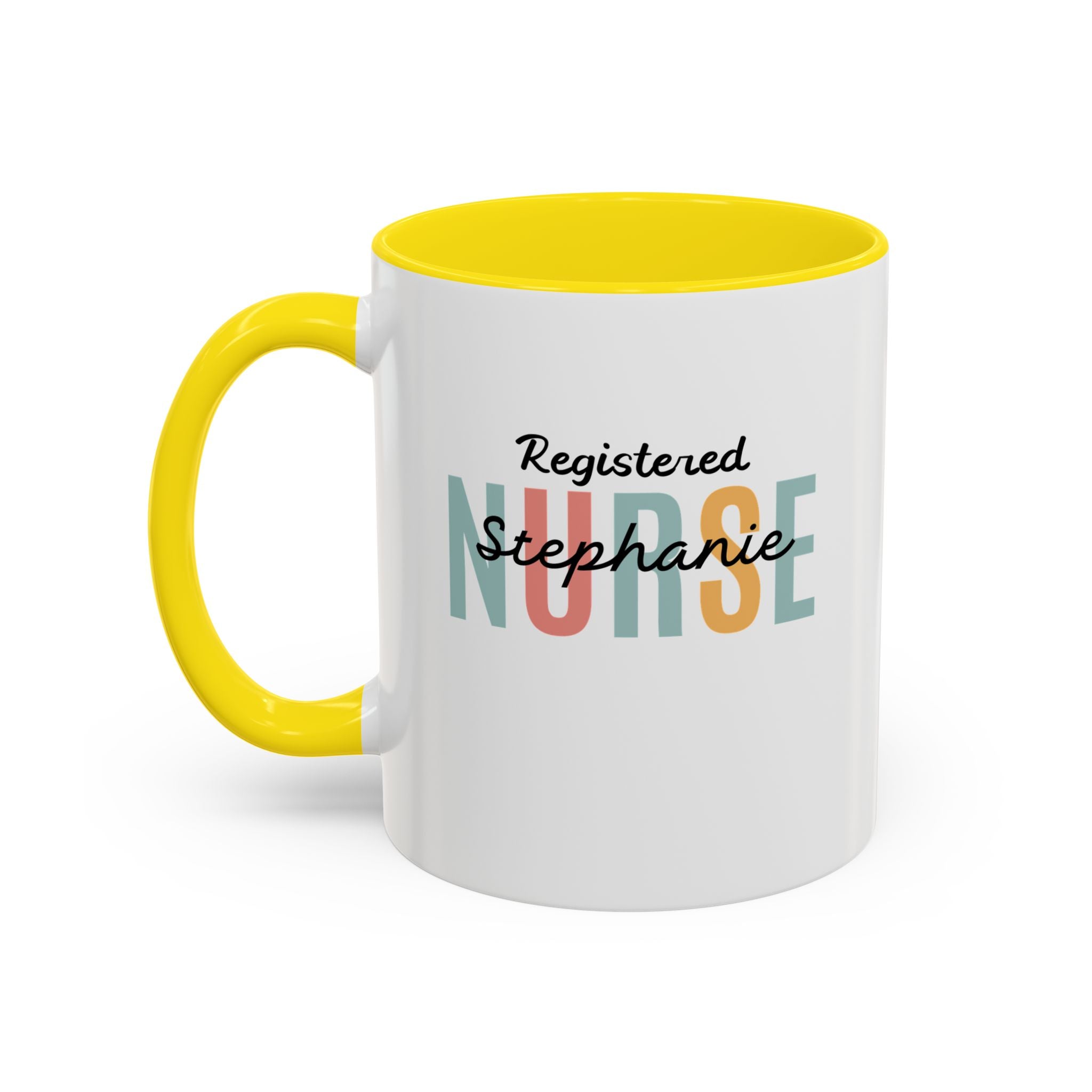 Personalized Nurse Coffee Mug, Custom Gift for Nurse, Accent Mug for Healthcare Workers, Unique Nurse Appreciation Gift, Black Handle Accent