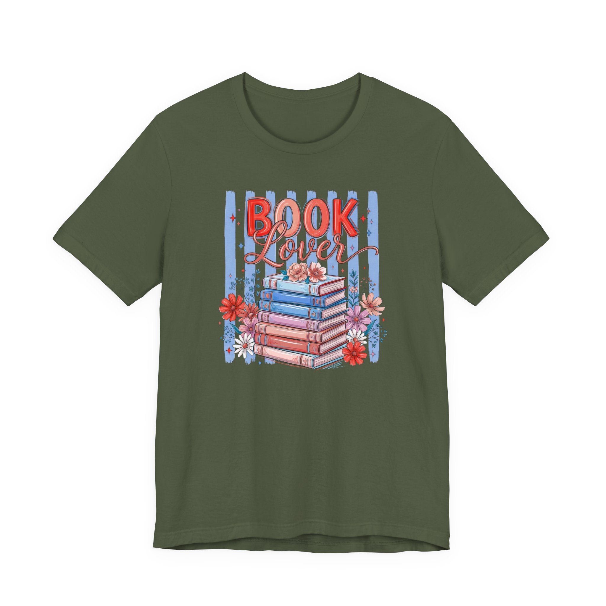 Book Lover Shirt, Bella Canvas 3001 Striped Bookish Tee, Gift for Book Lover