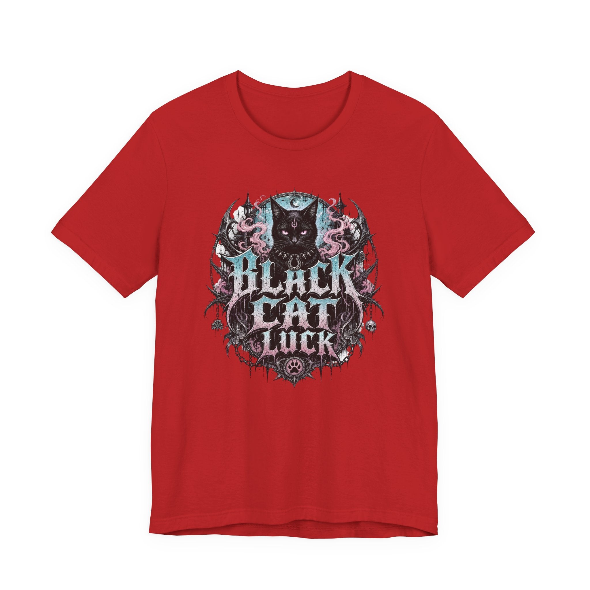Black Cat Gothic Shirt, Gildan 3001 Witchy tee, Black Cat t-shirt