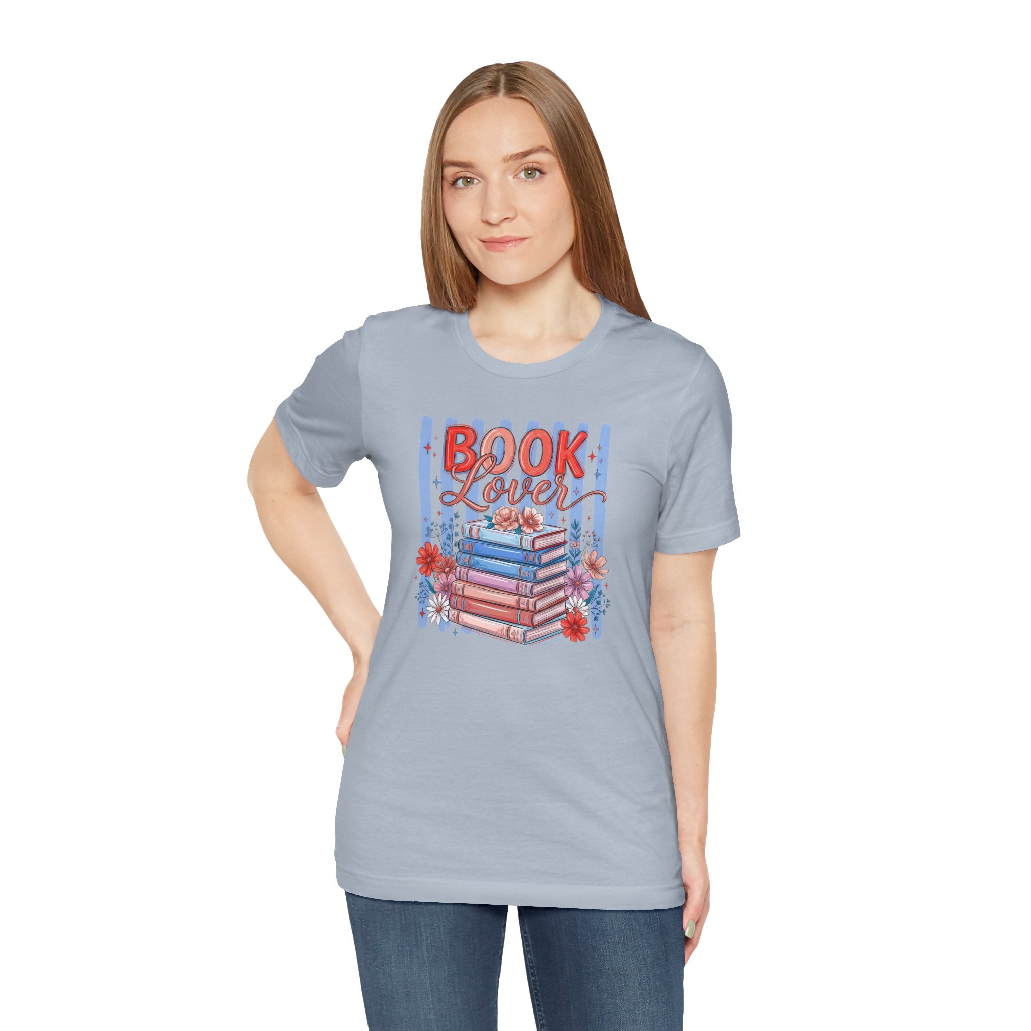 Book Lover Shirt, Bella Canvas 3001 Striped Bookish Tee, Gift for Book Lover