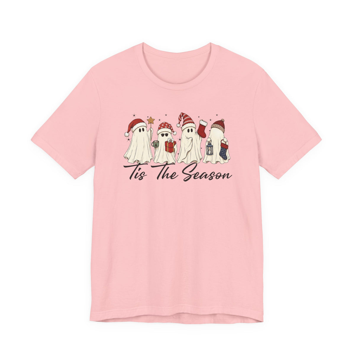 Tis The Season Halloween Shirt, Bella Canvas 3001 T-Shirt, Retro Ghost Tee, Cute Christmas Ghost