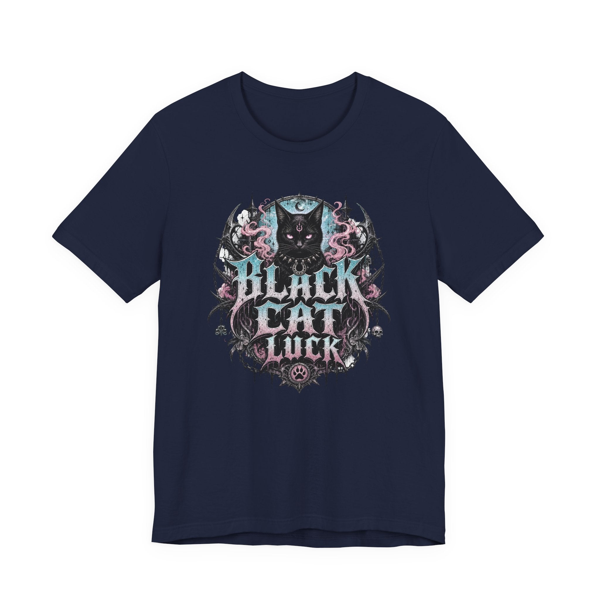 Black Cat Gothic Shirt, Gildan 3001 Witchy tee, Black Cat t-shirt