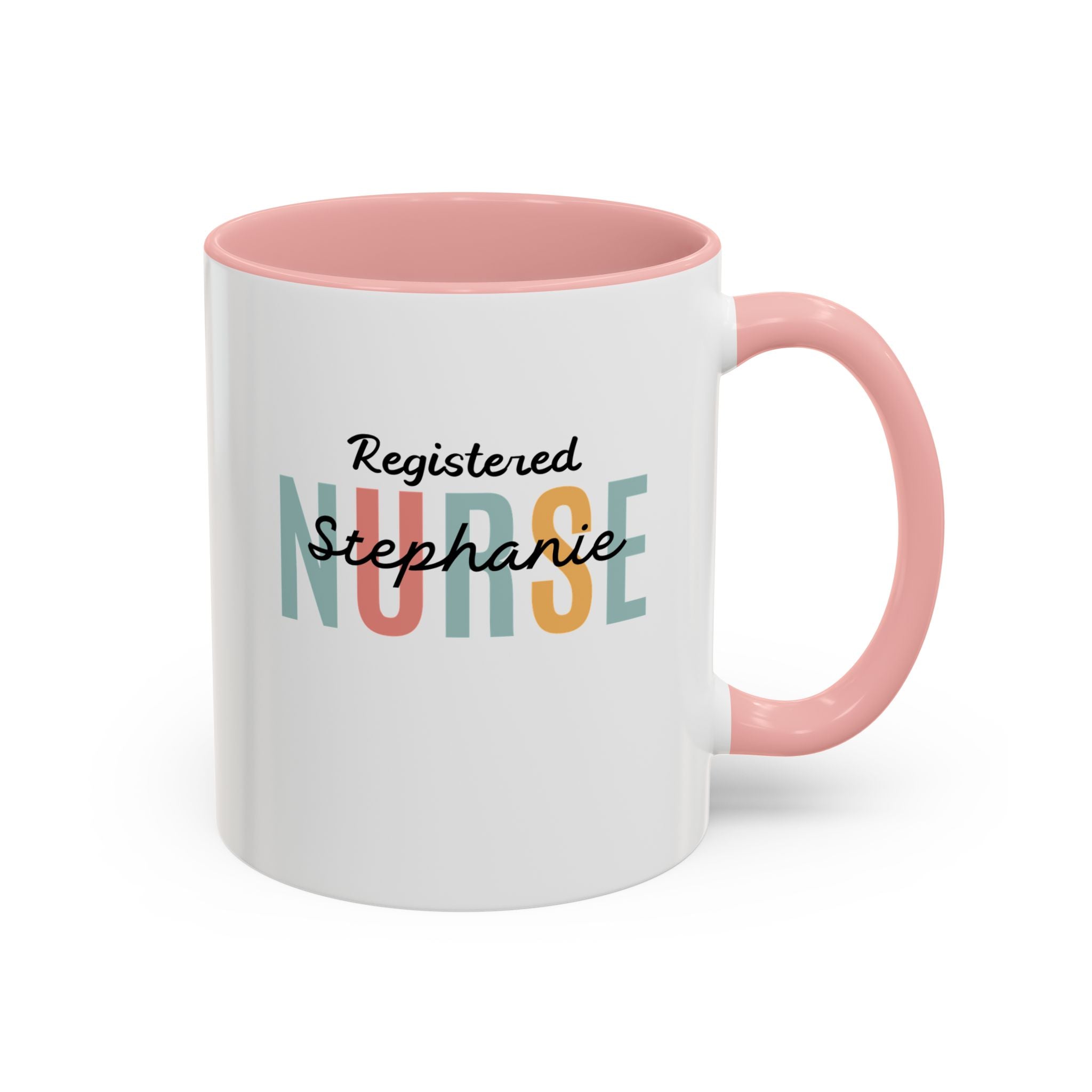 Personalized Nurse Coffee Mug, Custom Gift for Nurse, Accent Mug for Healthcare Workers, Unique Nurse Appreciation Gift, Black Handle Accent