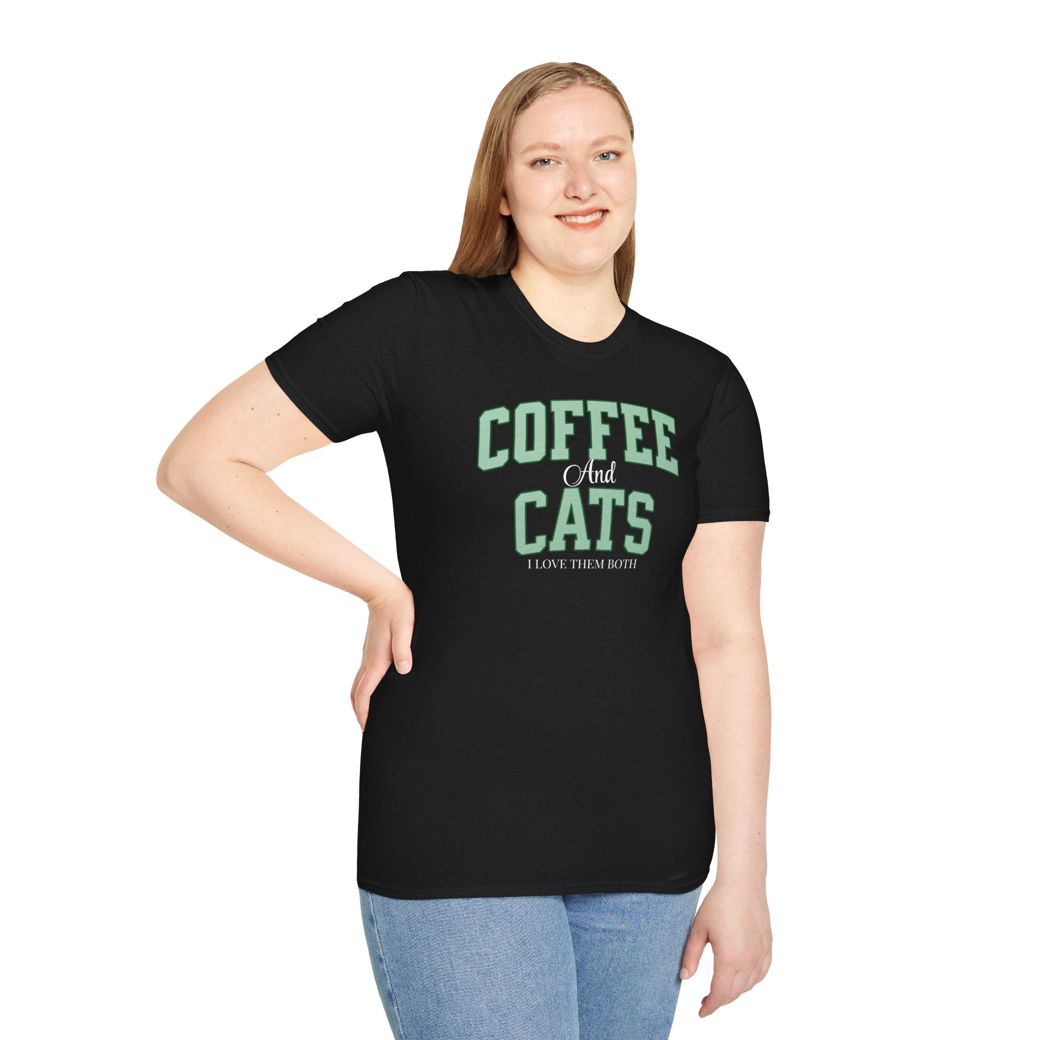 Coffee and Cats T-Shirt — "Coffee and Cats, I Love Them Both" Graphic Tee for Cat & Coffee Lovers