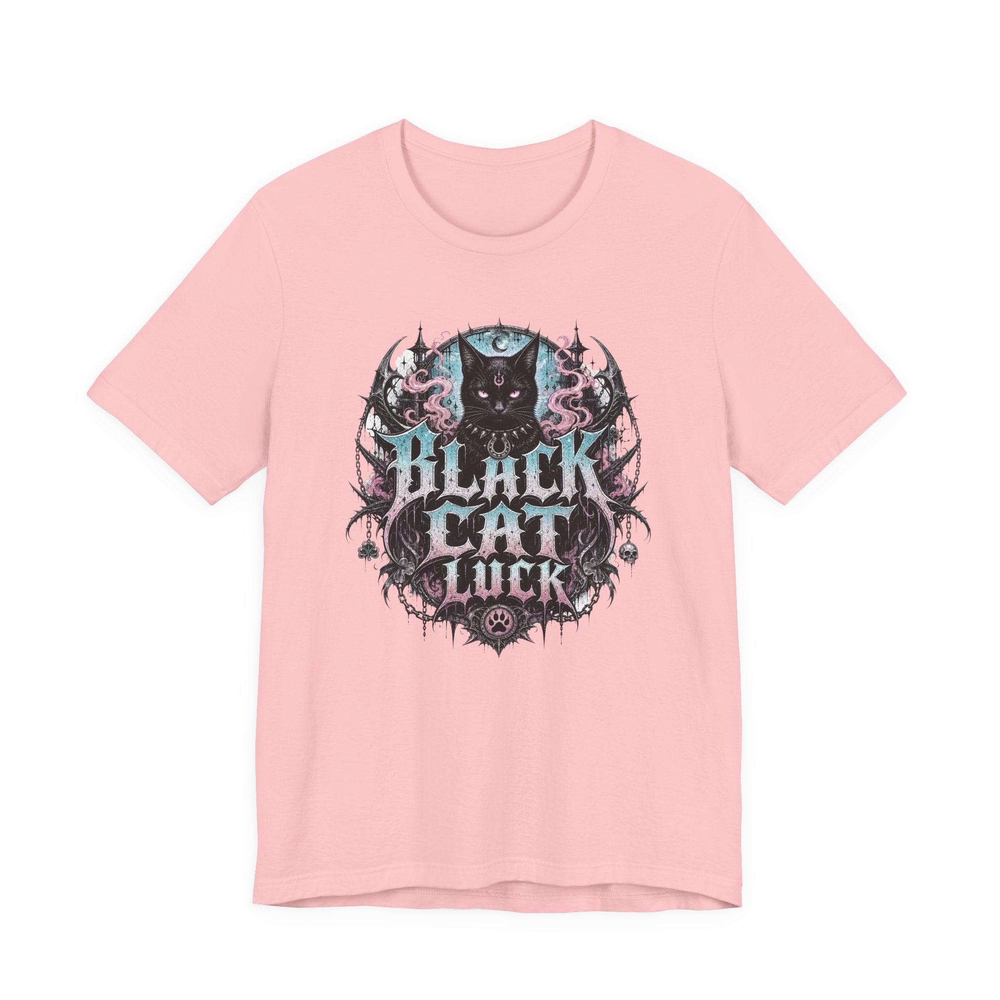 Black Cat Gothic Shirt, Gildan 3001 Witchy tee, Black Cat t-shirt