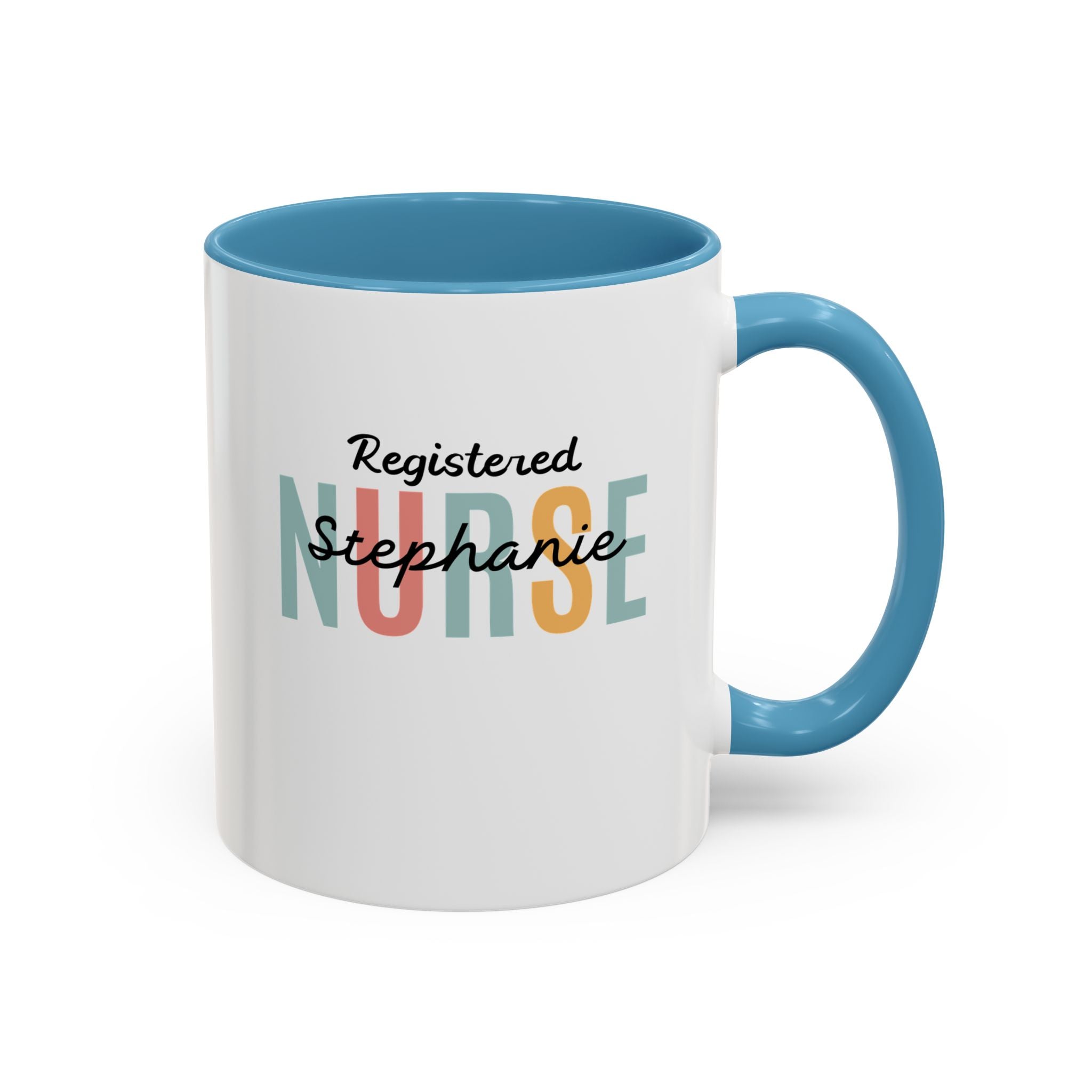 Personalized Nurse Coffee Mug, Custom Gift for Nurse, Accent Mug for Healthcare Workers, Unique Nurse Appreciation Gift, Black Handle Accent