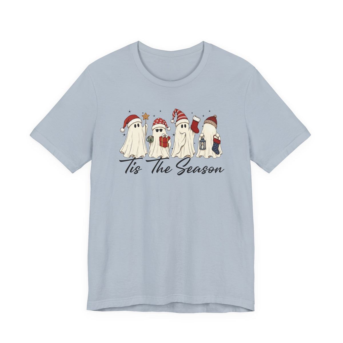 Tis The Season Halloween Shirt, Bella Canvas 3001 T-Shirt, Retro Ghost Tee, Cute Christmas Ghost