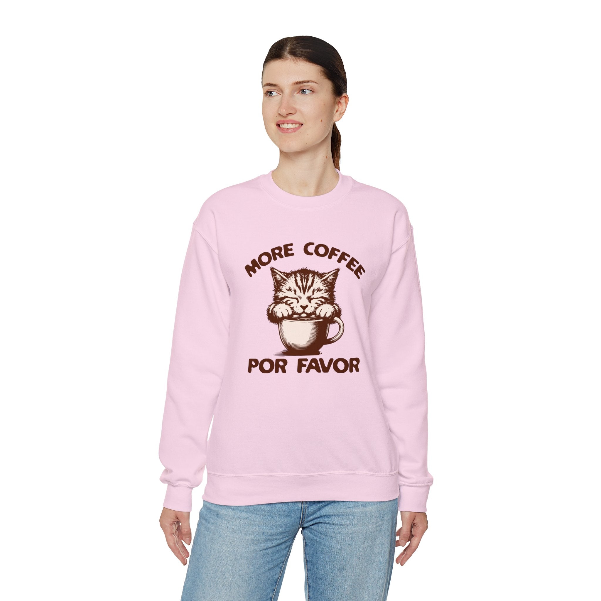 More Coffee Por Favor Funny Unisex Heavy Blend™ Crewneck Sweatshirt, Gift for Mom, Gift for Dad, Gift for Teacher, Gift for friend
