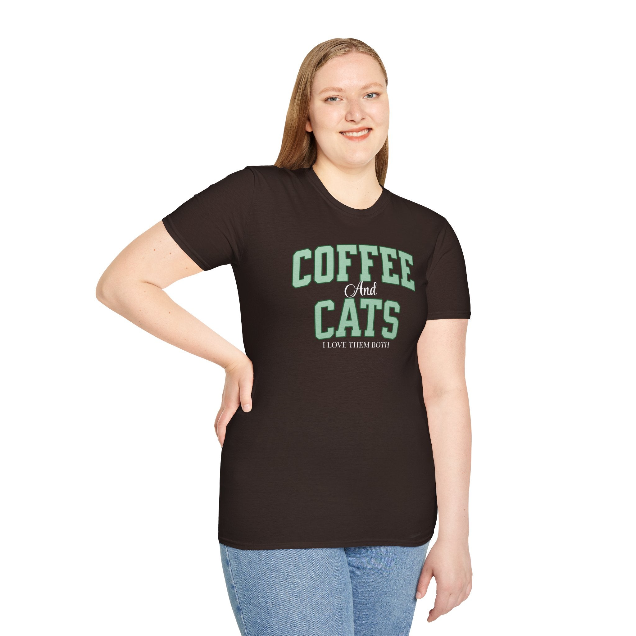 Coffee and Cats T-Shirt — "Coffee and Cats, I Love Them Both" Graphic Tee for Cat & Coffee Lovers
