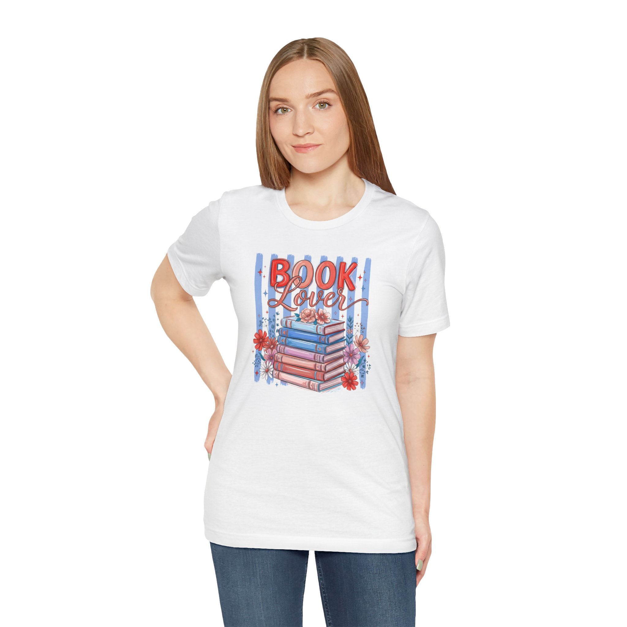 Book Lover Shirt, Bella Canvas 3001 Striped Bookish Tee, Gift for Book Lover