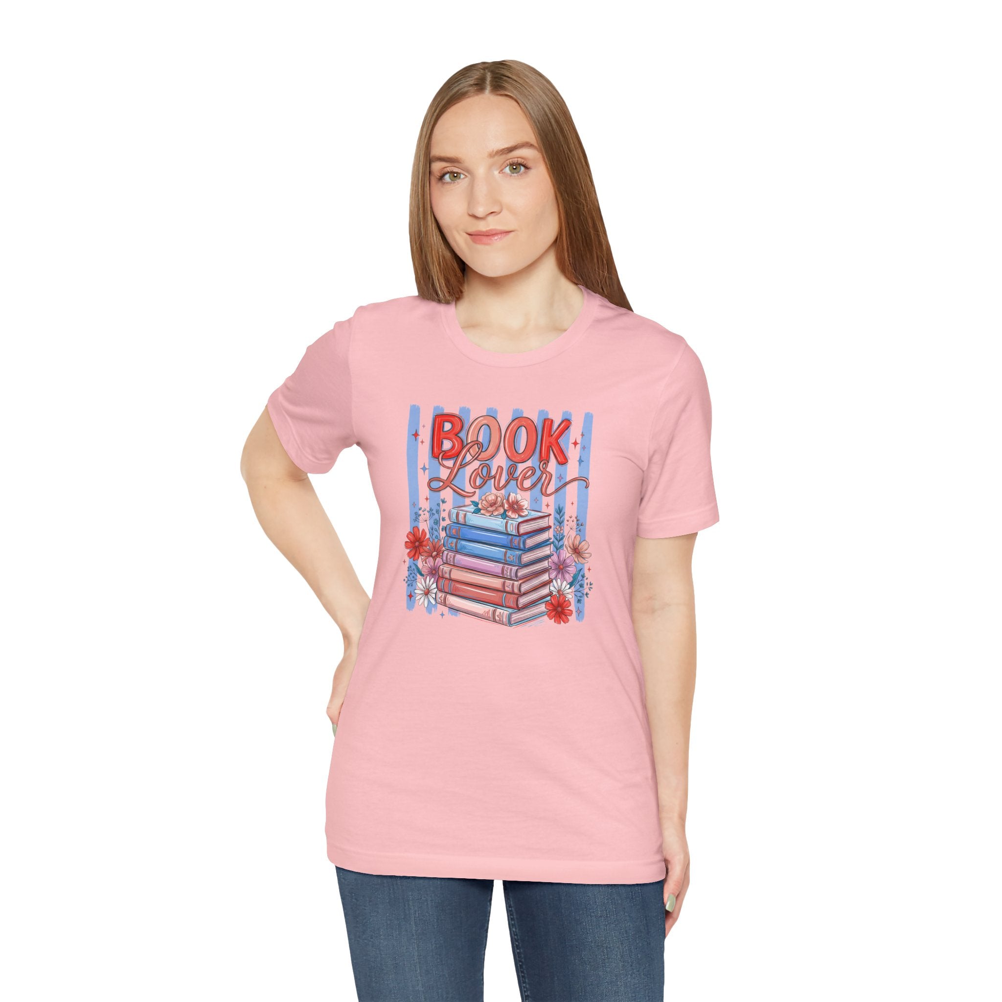 Book Lover Shirt, Bella Canvas 3001 Striped Bookish Tee, Gift for Book Lover