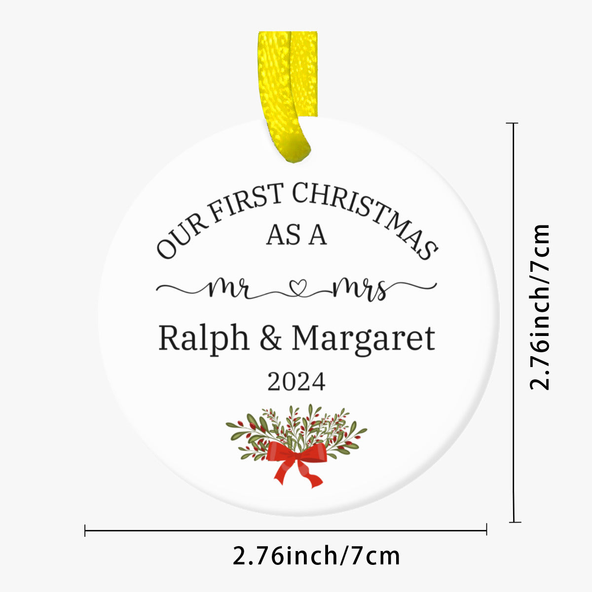 Personalized Christmas Ornament, First Christmas As Mr & Mrs Ornament, Two side Print