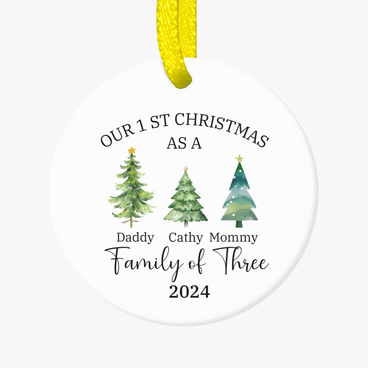 Personalized Ornaments, Family of Three Christmas Ornament, Family of 3-Ornament, First Christmas Ornaments