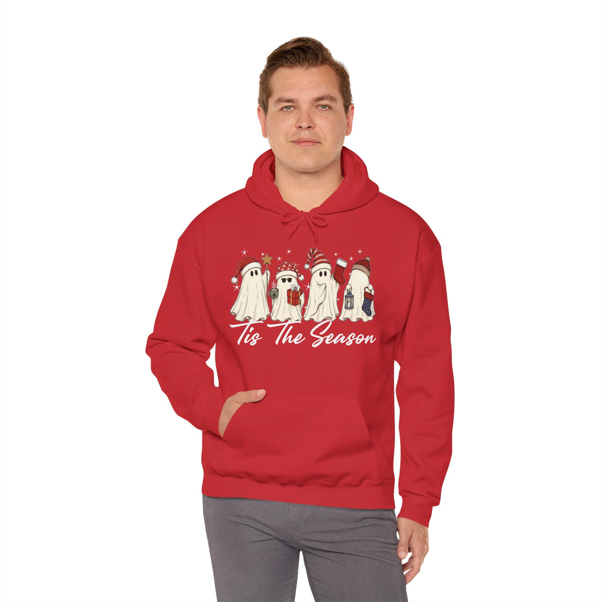 Tis The Season Halloween Hoodie, Retro Ghost Sweatshirt, Cute Christmas Ghost Sweater