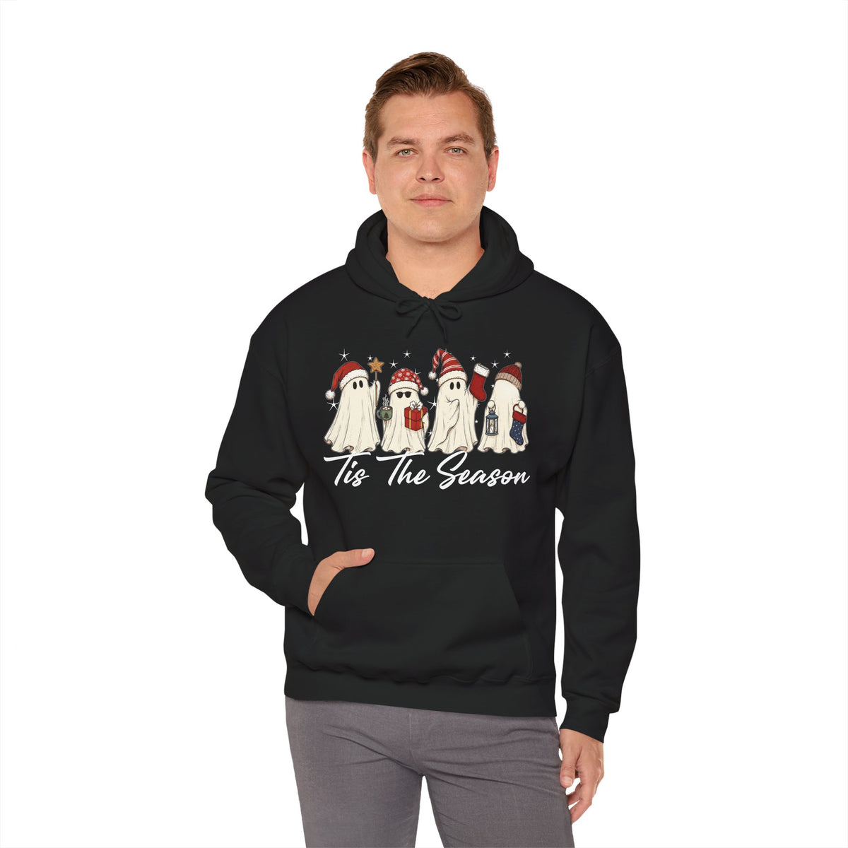 Tis The Season Halloween Hoodie, Retro Ghost Sweatshirt, Cute Christmas Ghost Sweater