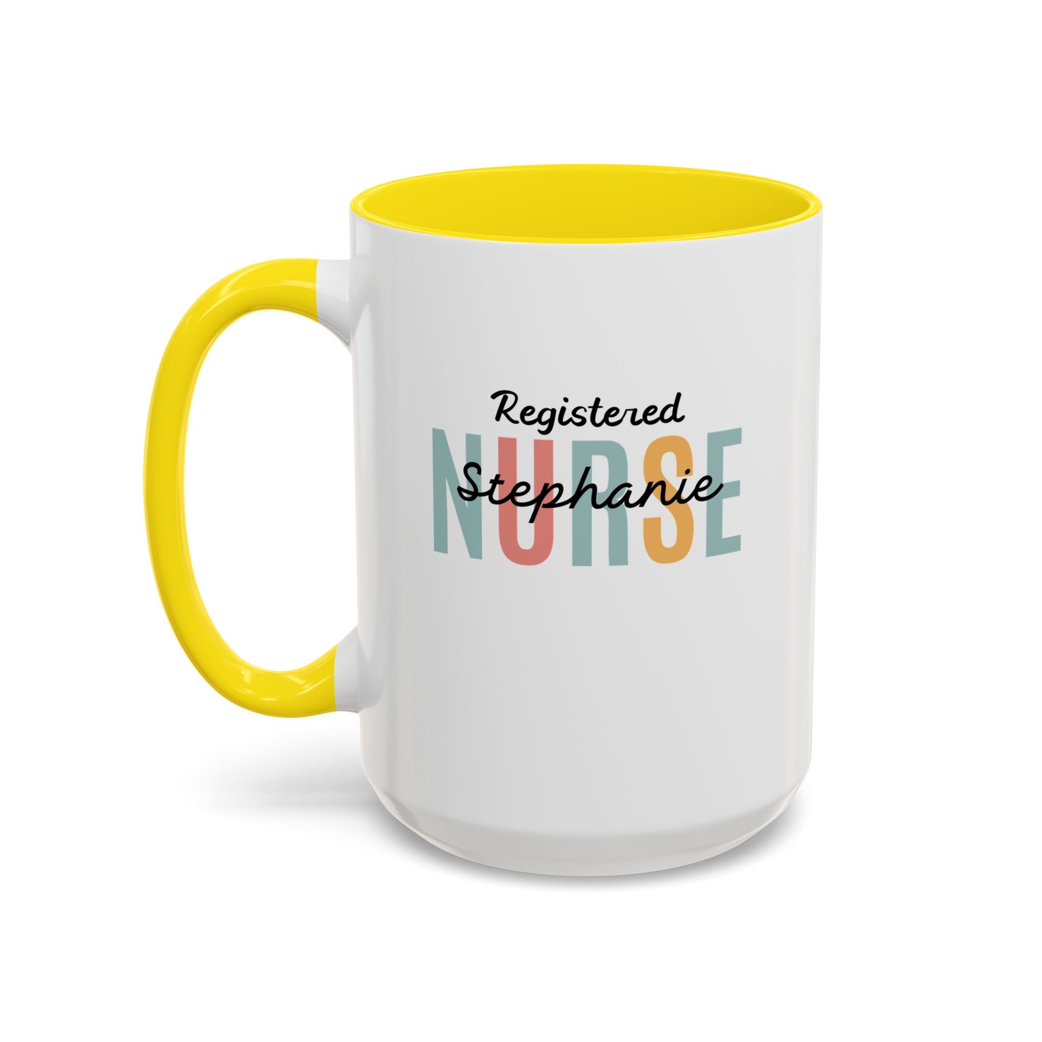 Personalized Nurse Coffee Mug, Custom Gift for Nurse, Accent Mug for Healthcare Workers, Unique Nurse Appreciation Gift, Black Handle Accent