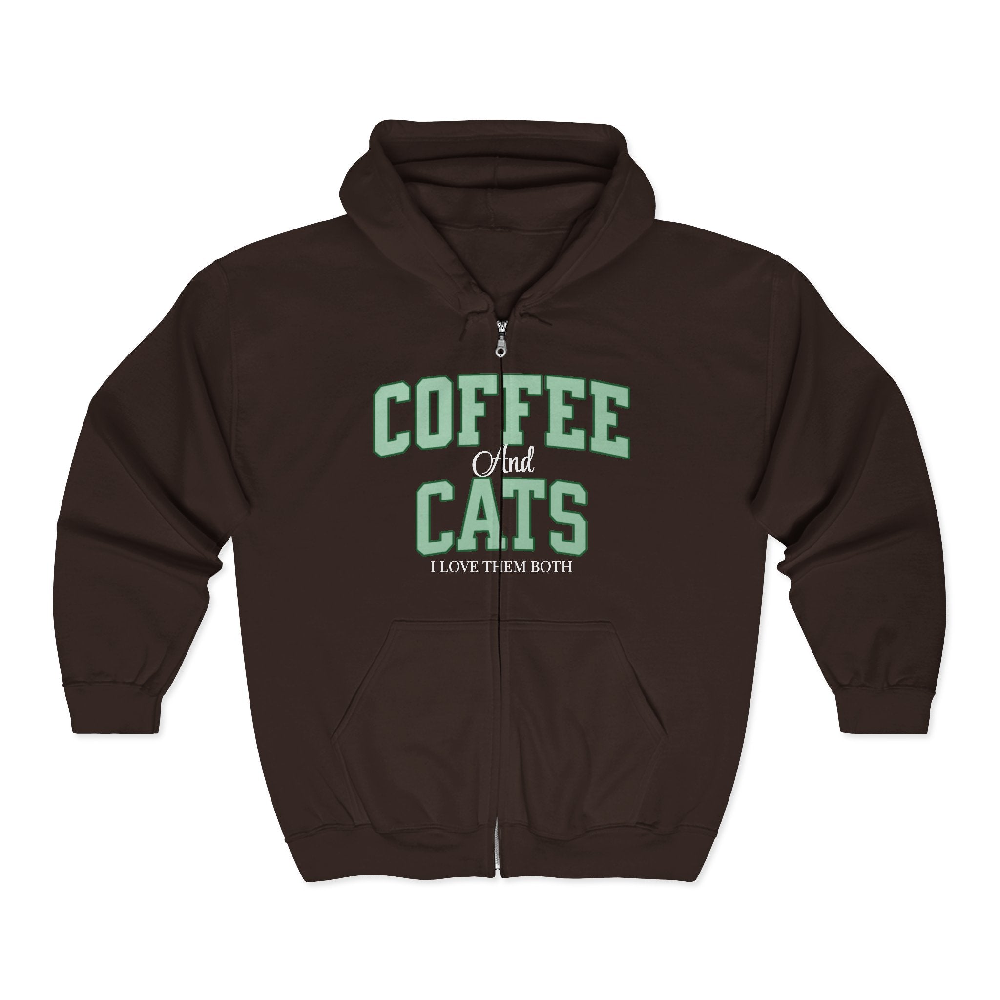 Coffee and Cat Sweatshirt, Coffee and Cat Zip-Up Hoodie, Gift for Cat Lovers