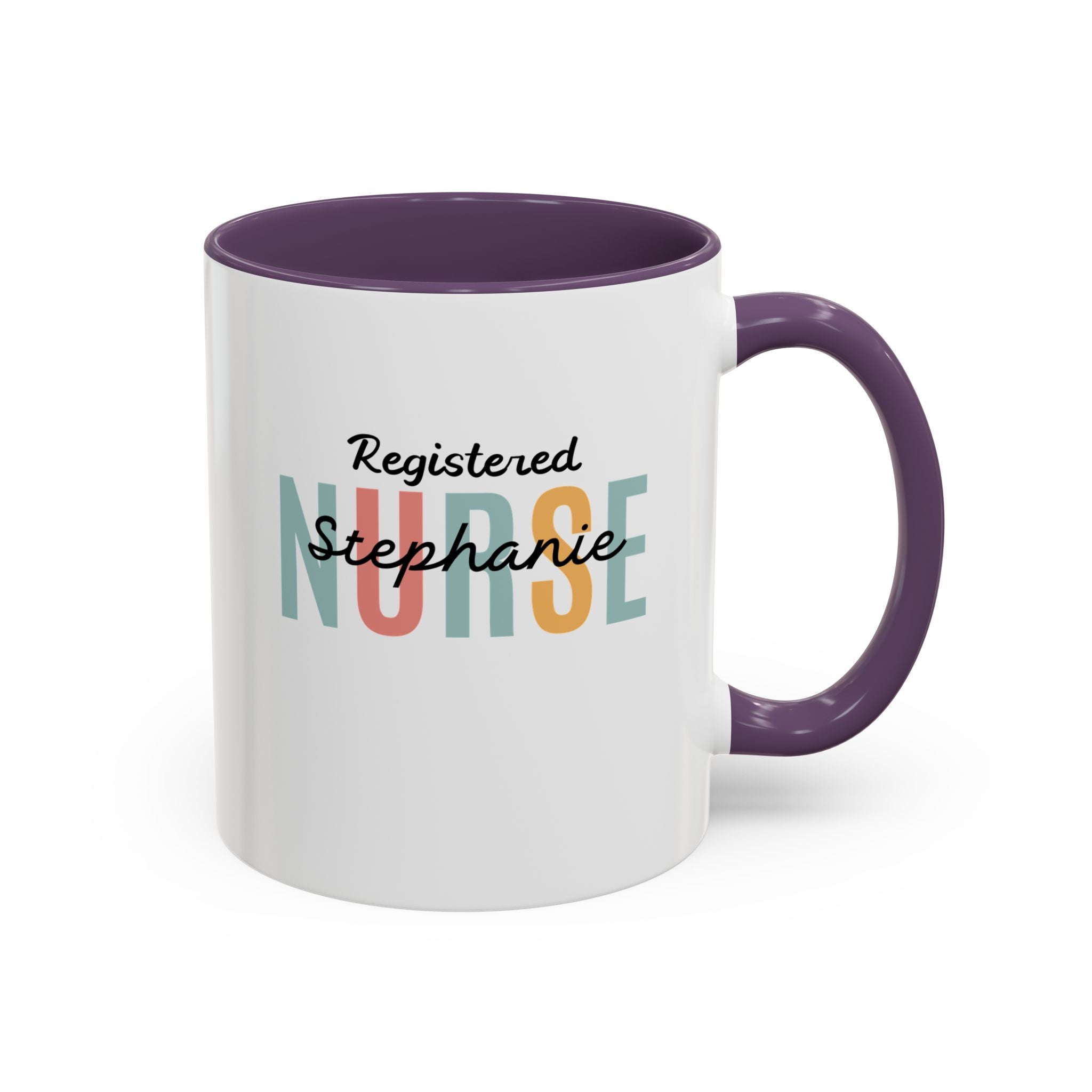 Personalized Nurse Coffee Mug, Custom Gift for Nurse, Accent Mug for Healthcare Workers, Unique Nurse Appreciation Gift, Black Handle Accent
