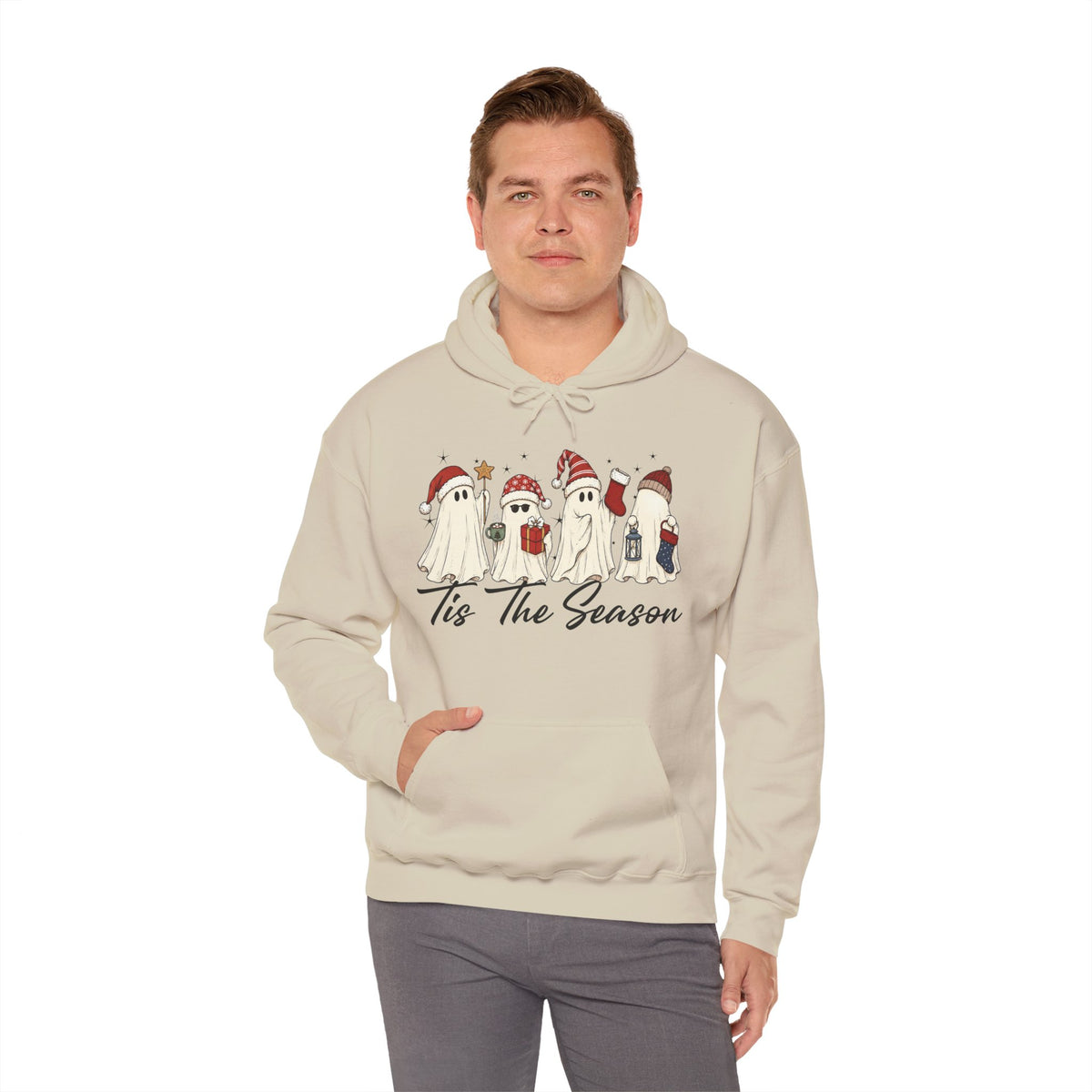 Tis The Season Halloween Hoodie, Retro Ghost Sweatshirt, Cute Christmas Ghost Sweater