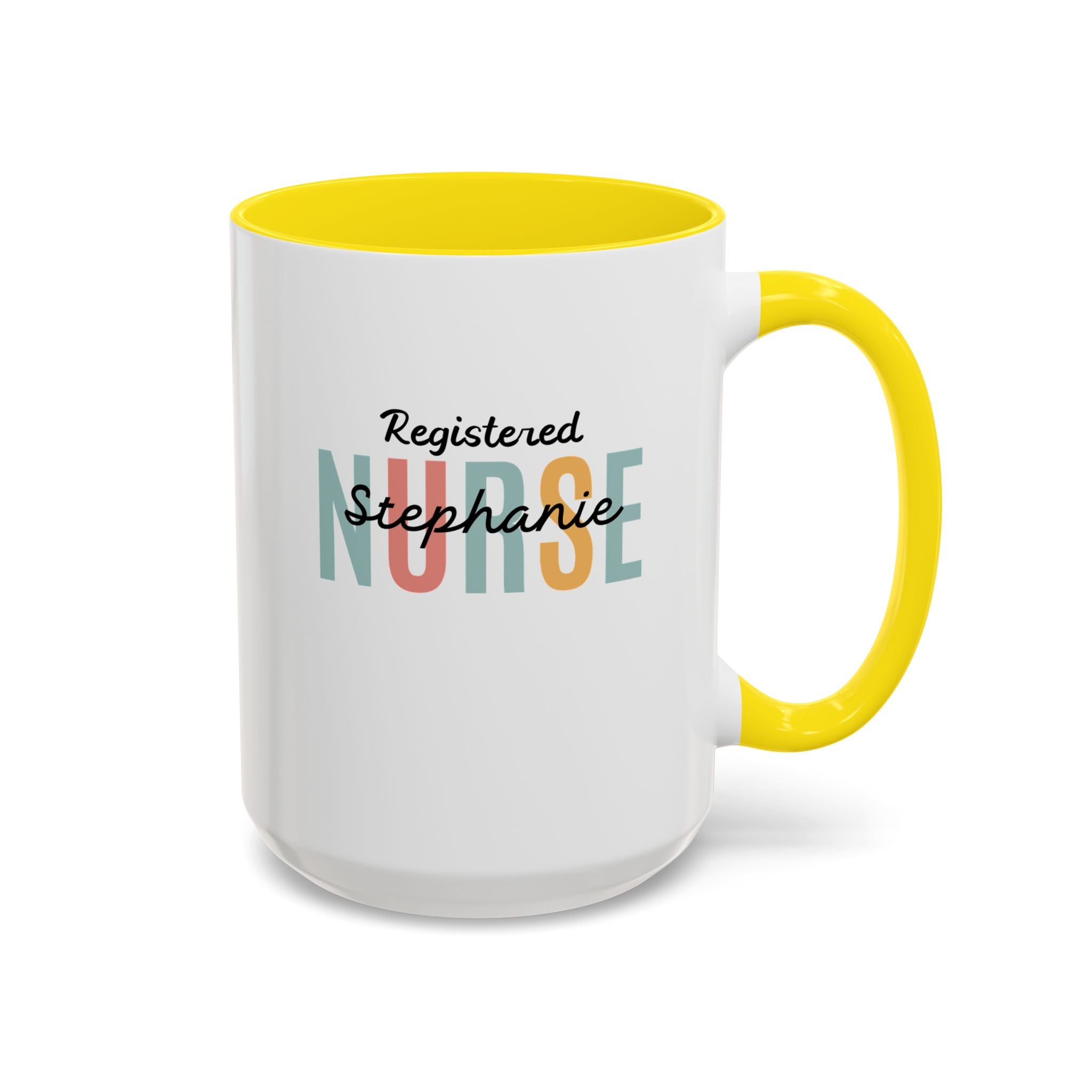 Personalized Nurse Coffee Mug, Custom Gift for Nurse, Accent Mug for Healthcare Workers, Unique Nurse Appreciation Gift, Black Handle Accent