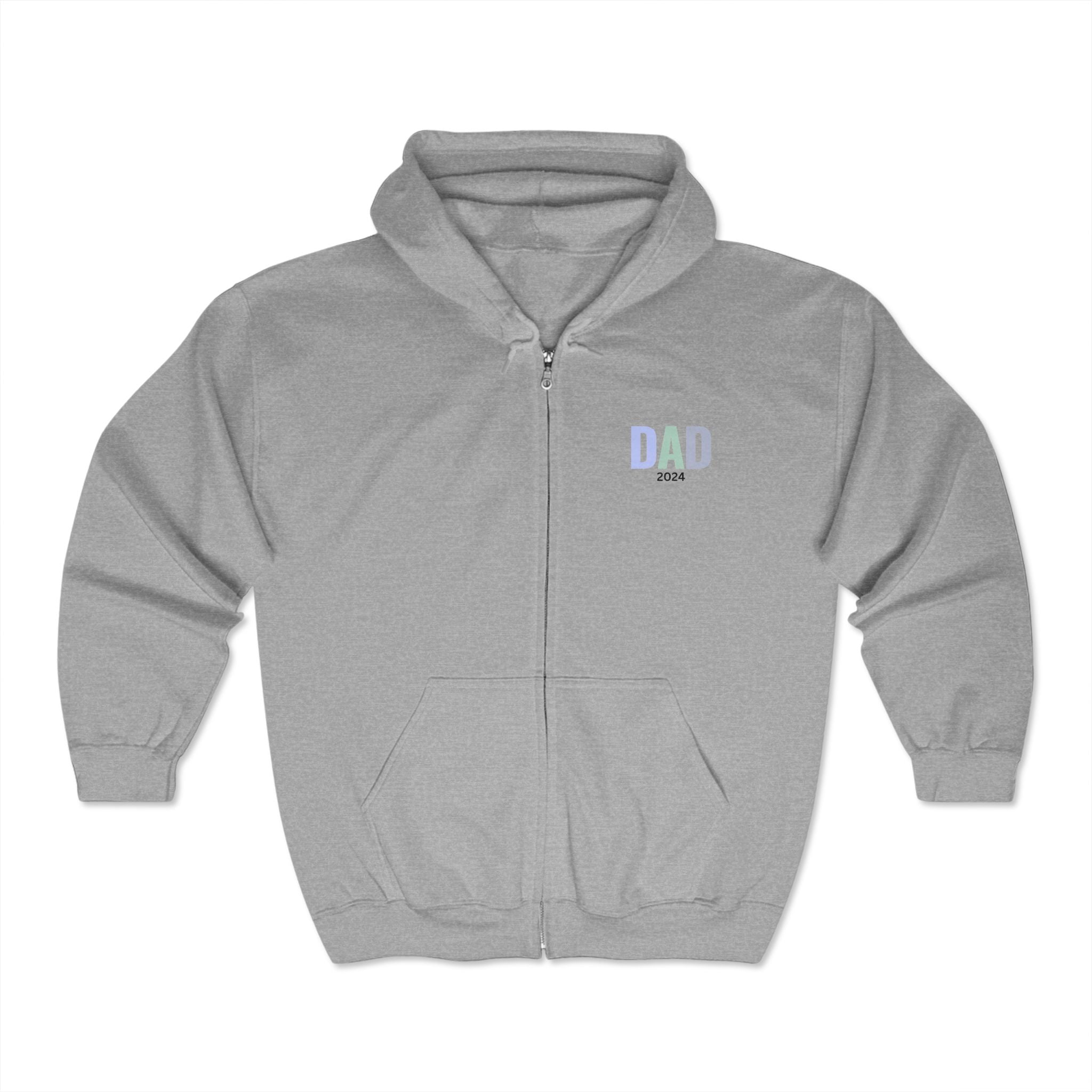 Personalized Dad 2024 Full Zip Hoodie - Perfect Gift for Father’s Day