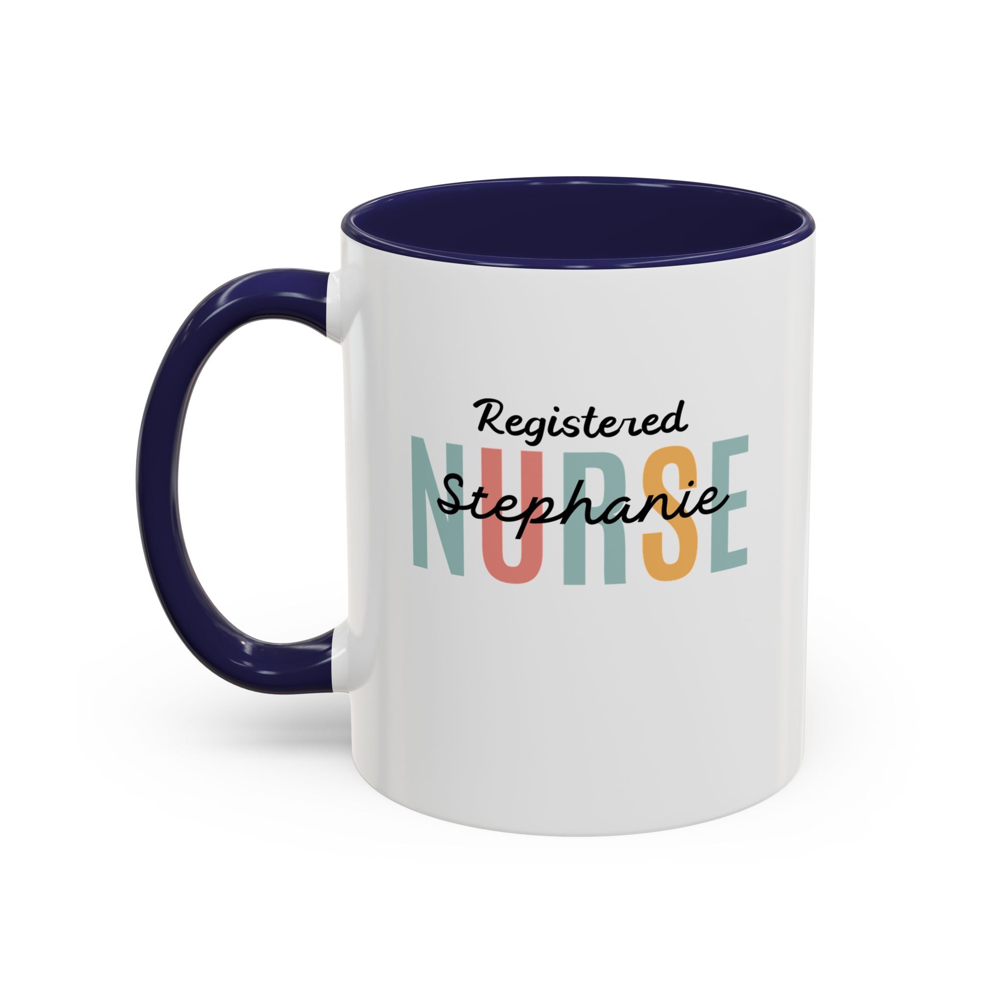 Personalized Nurse Coffee Mug, Custom Gift for Nurse, Accent Mug for Healthcare Workers, Unique Nurse Appreciation Gift, Black Handle Accent