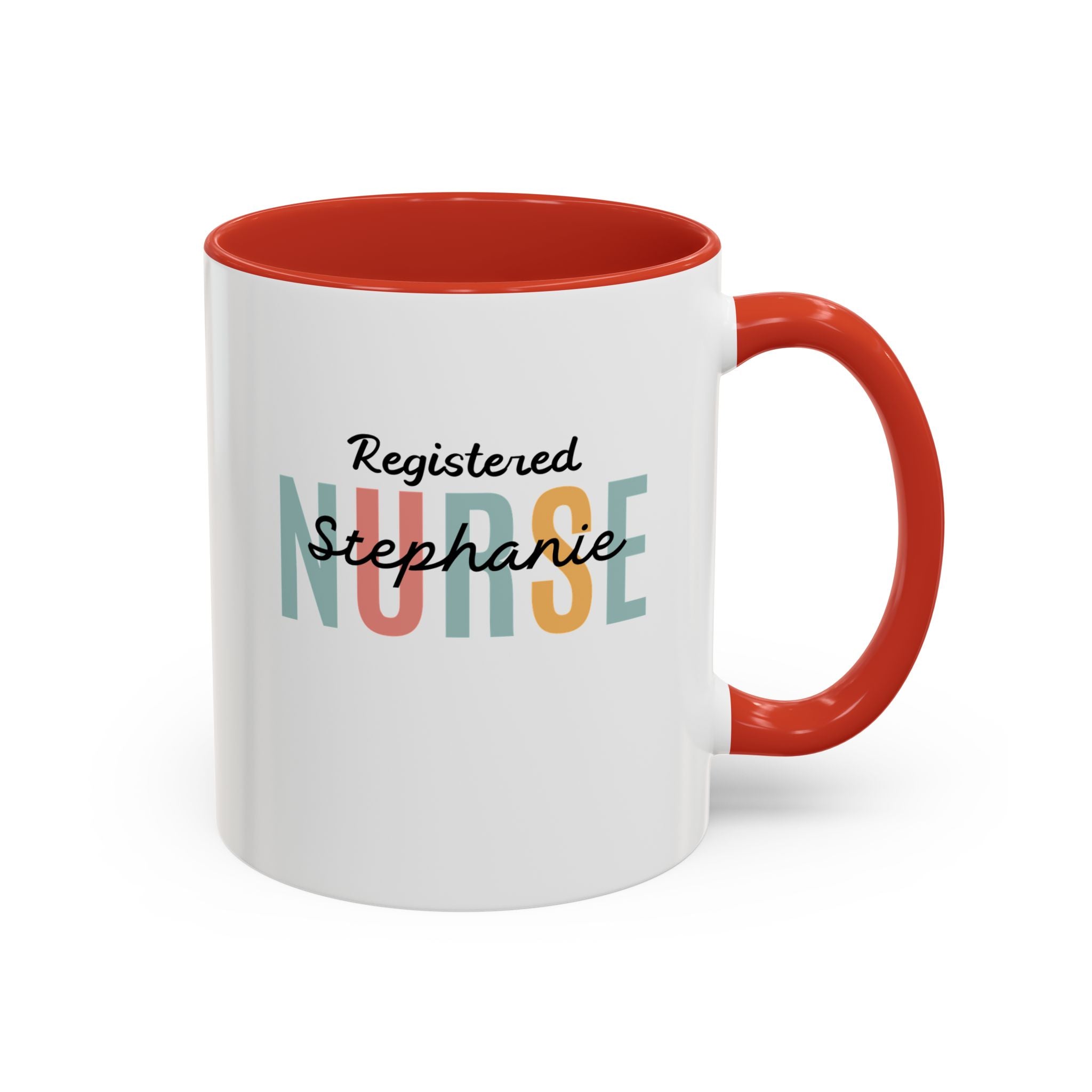 Personalized Nurse Coffee Mug, Custom Gift for Nurse, Accent Mug for Healthcare Workers, Unique Nurse Appreciation Gift, Black Handle Accent