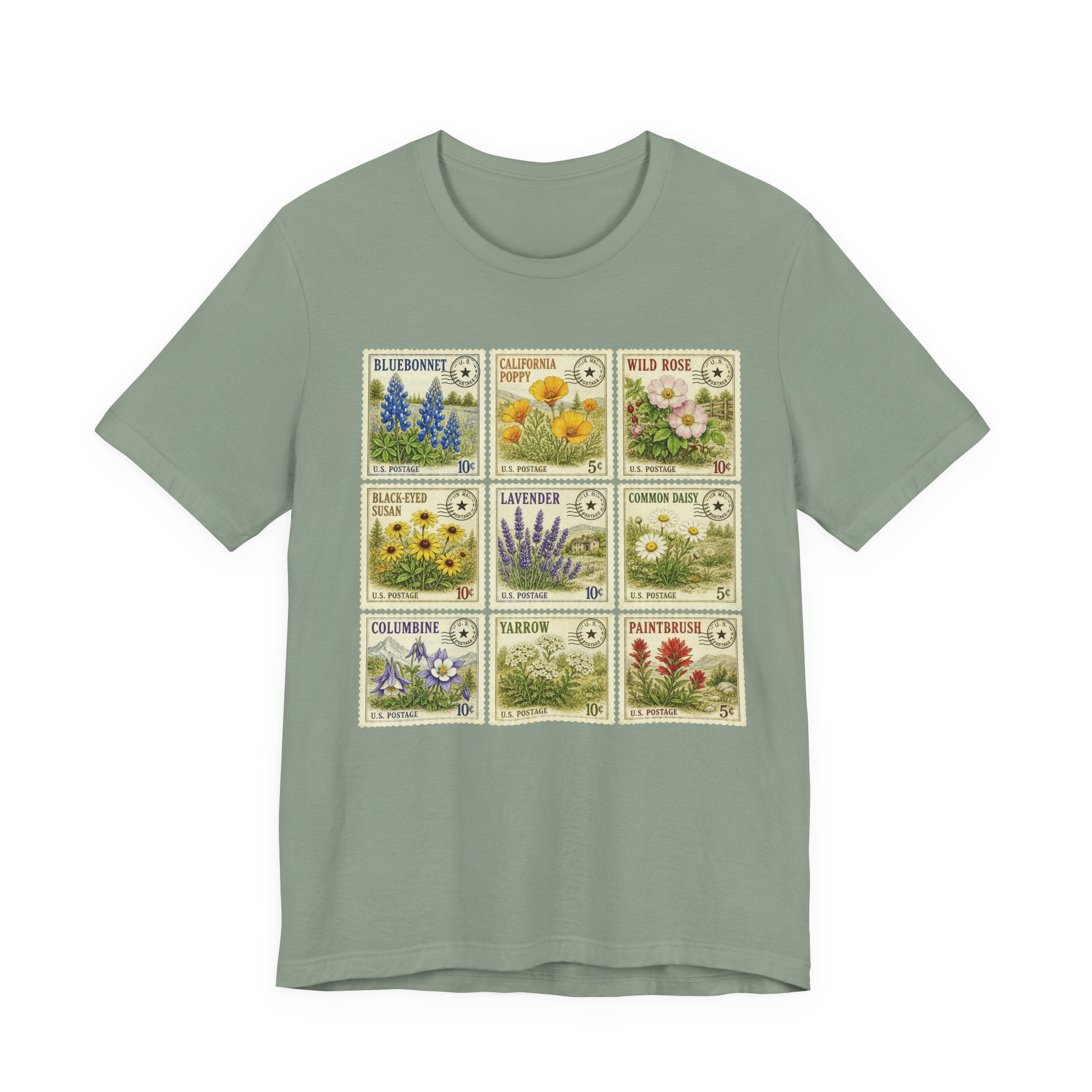 Vintage Wild Flower Shirt, Wildflower shirt, Wildflower Stamps
