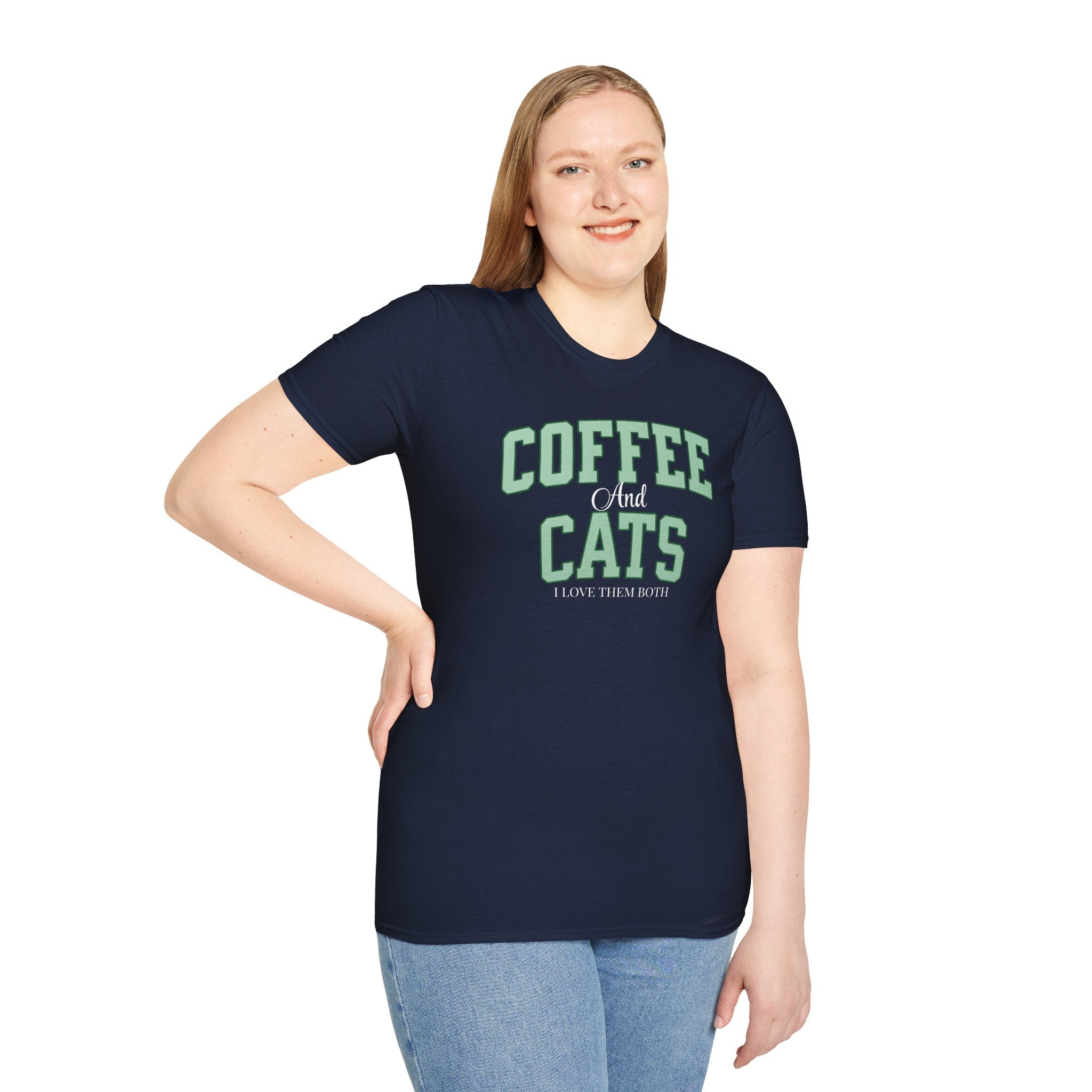 Coffee and Cats T-Shirt — "Coffee and Cats, I Love Them Both" Graphic Tee for Cat & Coffee Lovers