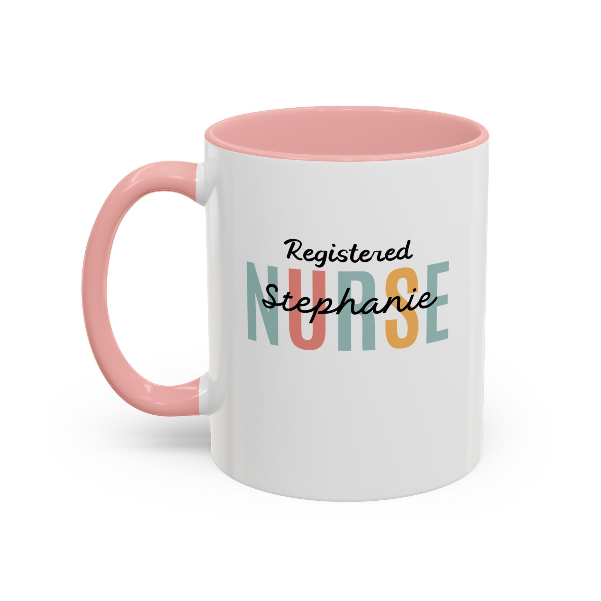 Personalized Nurse Coffee Mug, Custom Gift for Nurse, Accent Mug for Healthcare Workers, Unique Nurse Appreciation Gift, Black Handle Accent
