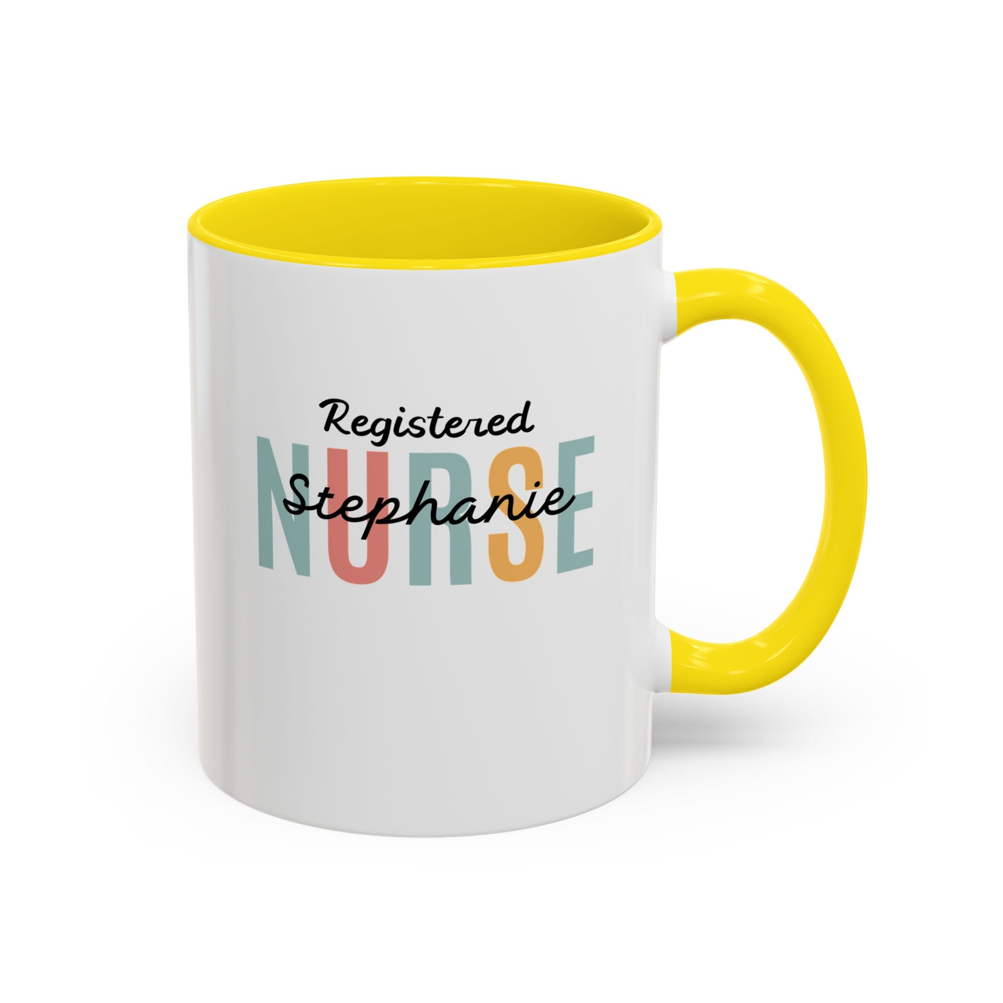 Personalized Nurse Coffee Mug, Custom Gift for Nurse, Accent Mug for Healthcare Workers, Unique Nurse Appreciation Gift, Black Handle Accent