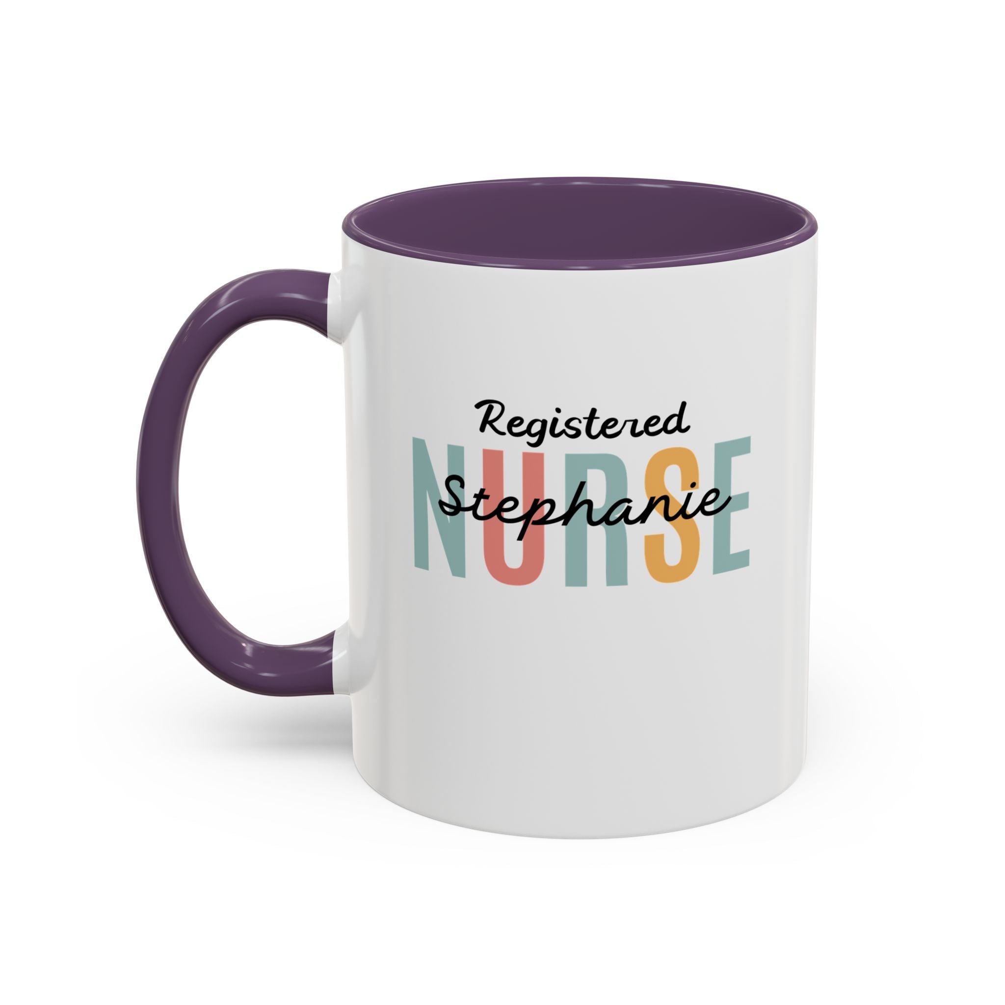 Personalized Nurse Coffee Mug, Custom Gift for Nurse, Accent Mug for Healthcare Workers, Unique Nurse Appreciation Gift, Black Handle Accent