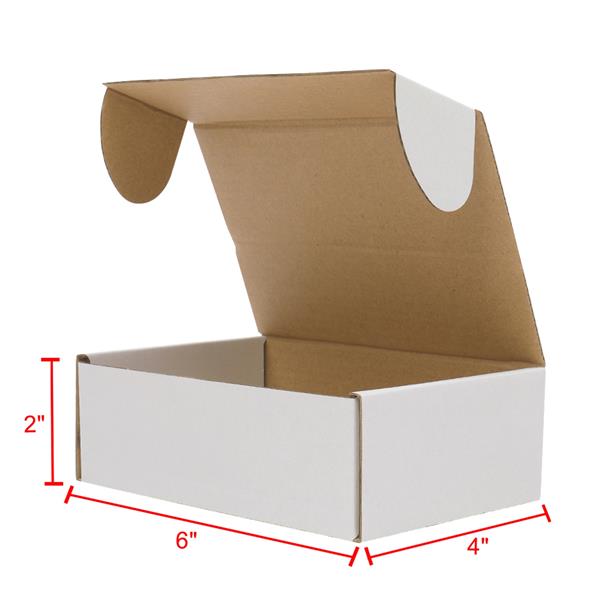 50 Corrugated Paper Boxes 6x4x2 " White Outside and Yellow Inside